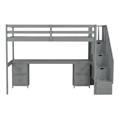 Loft Bed Frame With Built In Desk And Double Storage Drawers - The Sleep Loft - Online Mattress Showroom NYC
