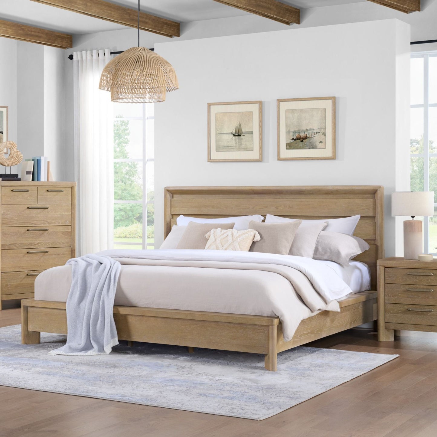 Panel Bed Frame With Unique Headboard And Included Slats - The Sleep Loft - Online Mattress Showroom NYC
