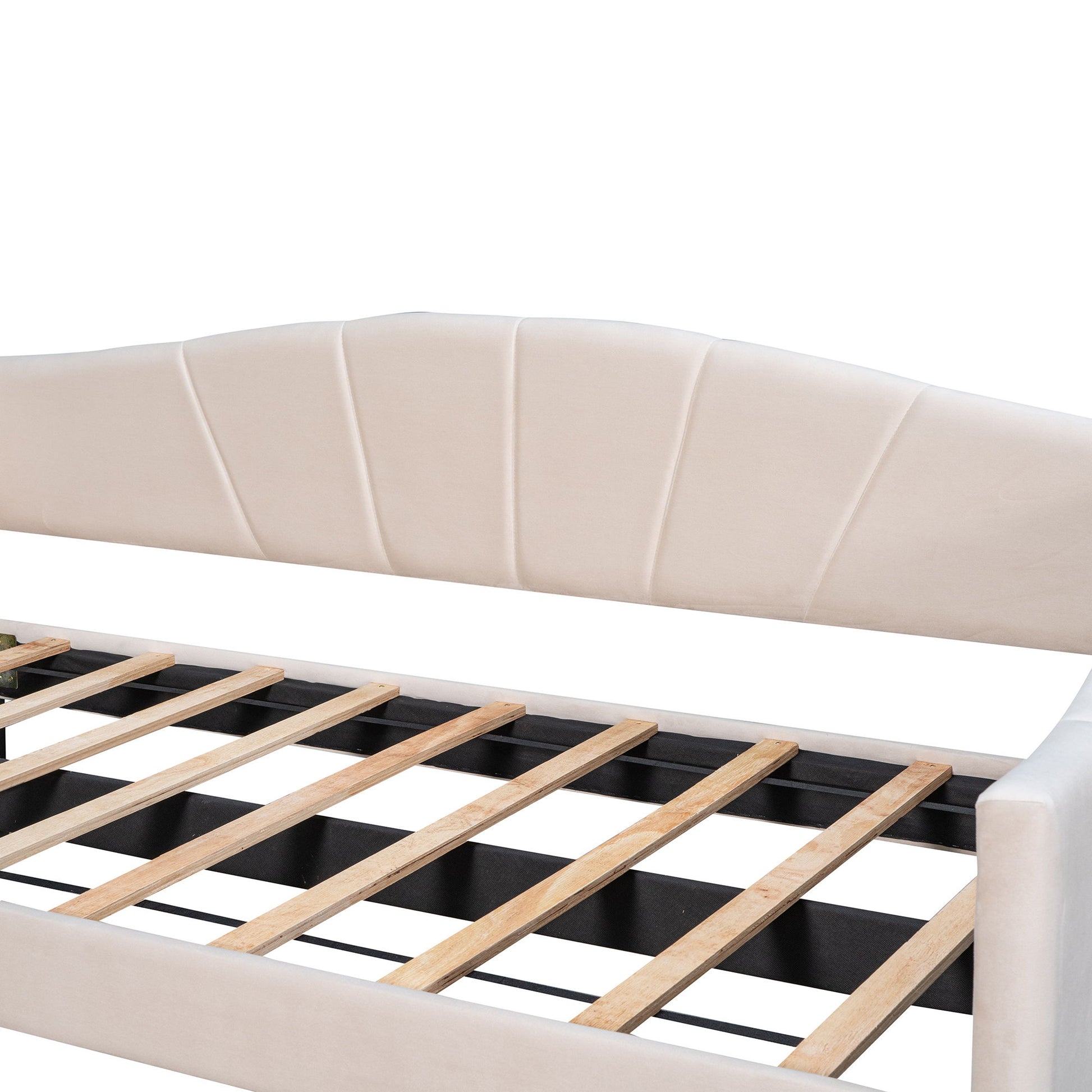 Upholstered Daybed Sofa Bed With Trundle Bed And Wood Slat - The Sleep Loft - Online Mattress Showroom NYC