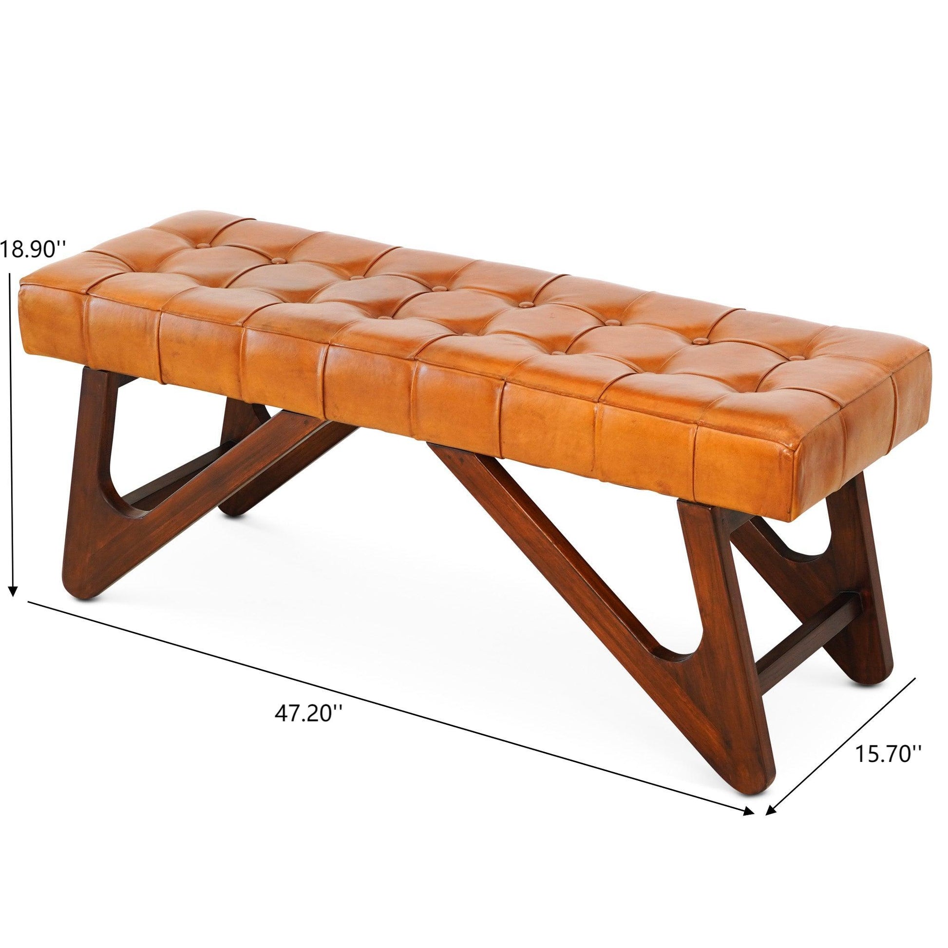 Mia - Bench With Buttons - Brown / Rustic - The Sleep Loft - Online Mattress Showroom NYC