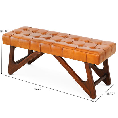 Mia - Bench With Buttons - Brown / Rustic - The Sleep Loft - Online Mattress Showroom NYC
