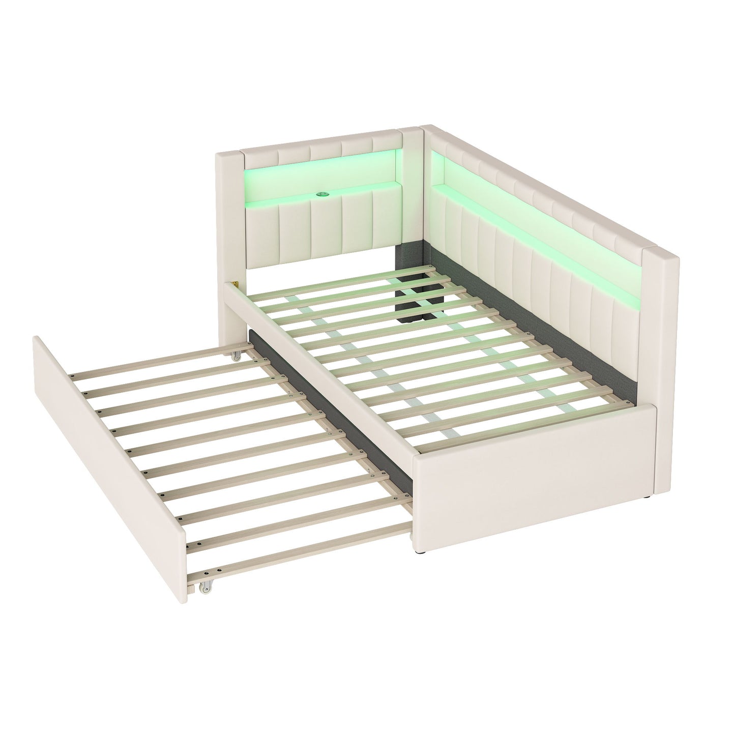 Upholstered Platform Bed With USB Ports And LED Belt - The Sleep Loft - Online Mattress Showroom NYC