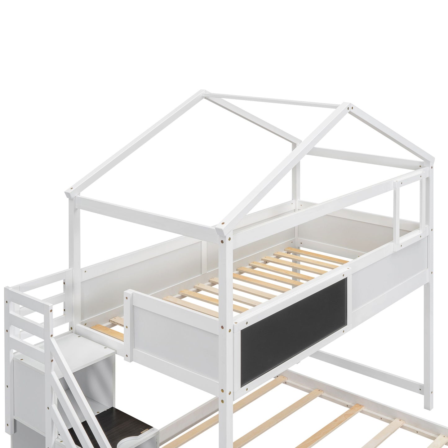 House Style Bunk Bed With Storage Staircase And board - The Sleep Loft - Online Mattress Showroom NYC