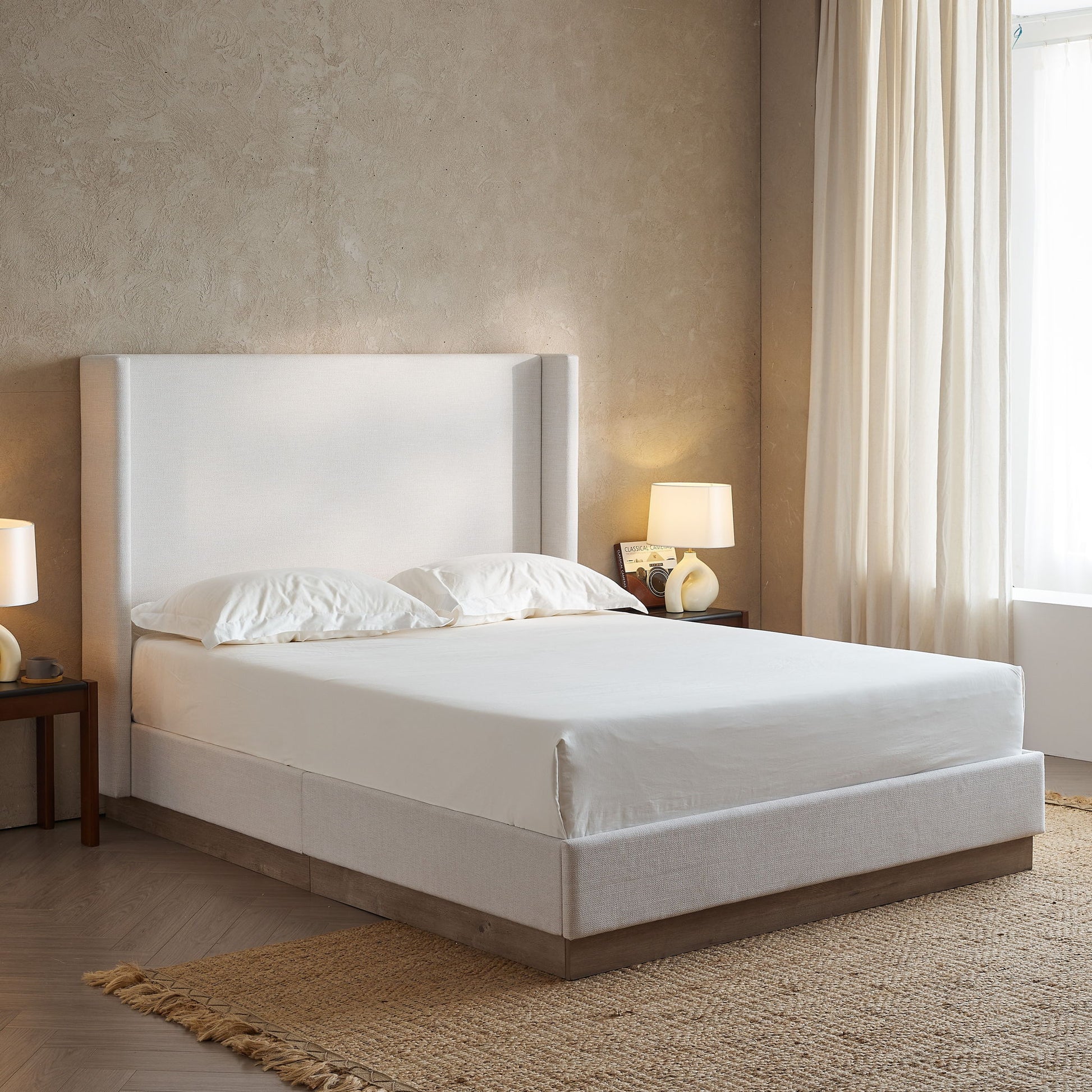 Hosford - Minimalist Canvas Upholstered Wingback Bed - The Sleep Loft - Online Mattress Showroom NYC