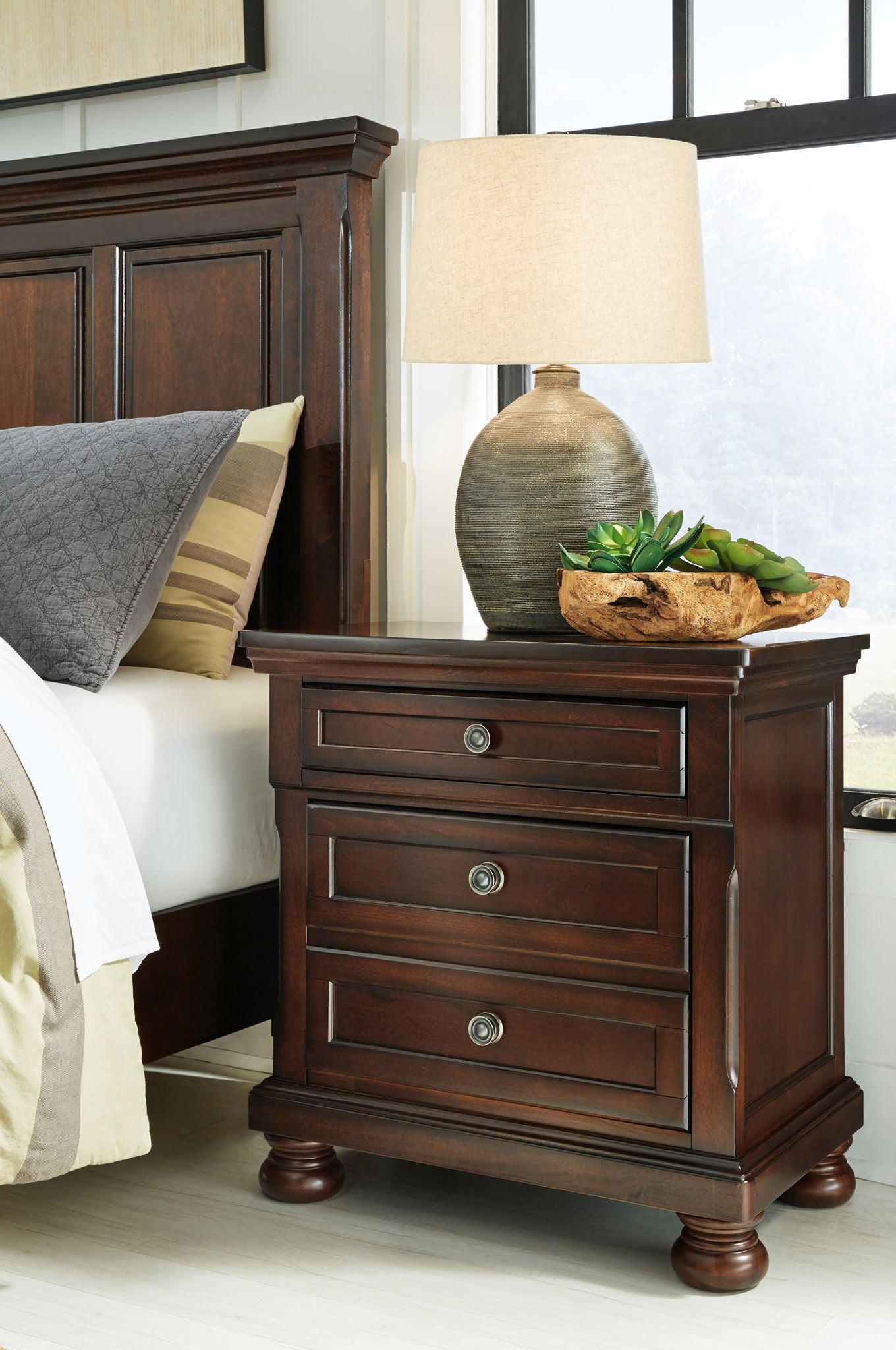 Porter - Two Drawer Night Stand - Dark Brown - The Sleep Loft - Online Mattress Showroom NYC