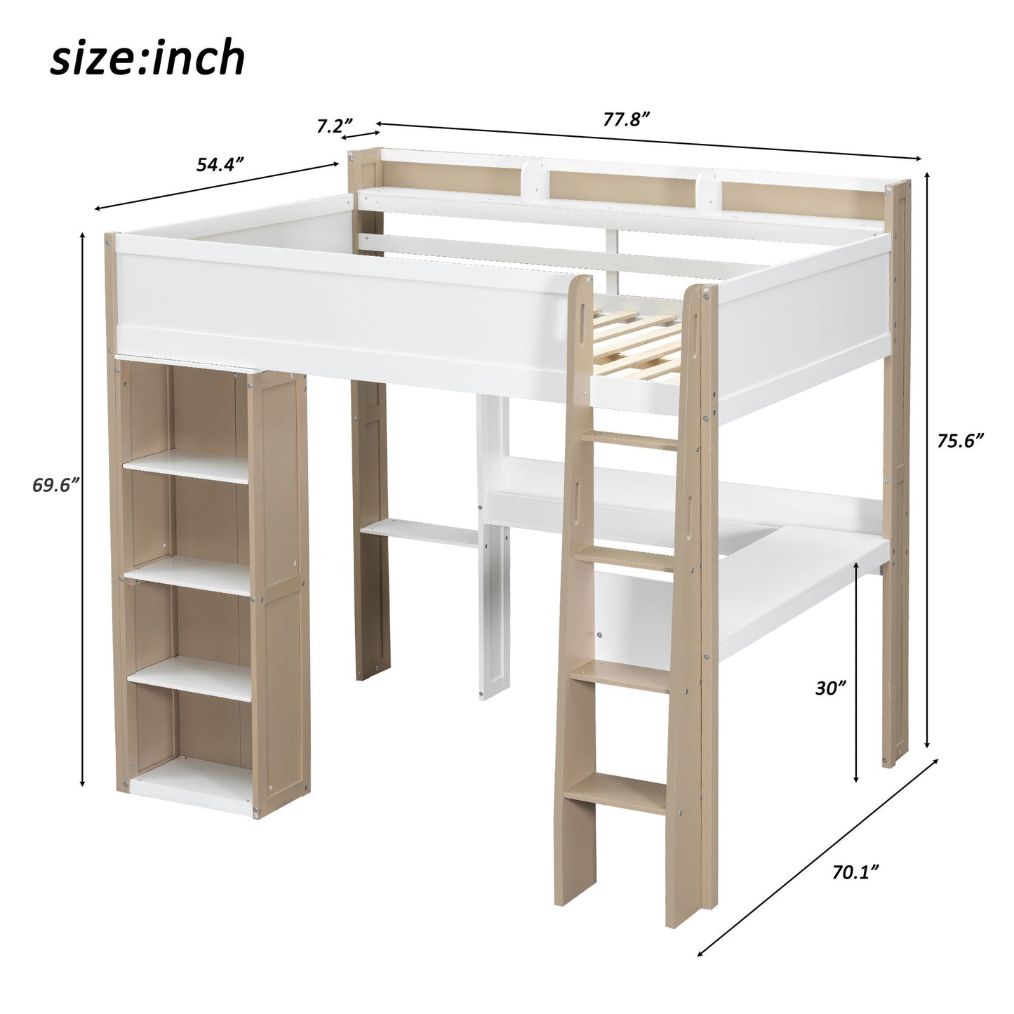 Loft Bed With Built In Storage Shelves, Clothes Rail, And Desk - The Sleep Loft - Online Mattress Showroom NYC