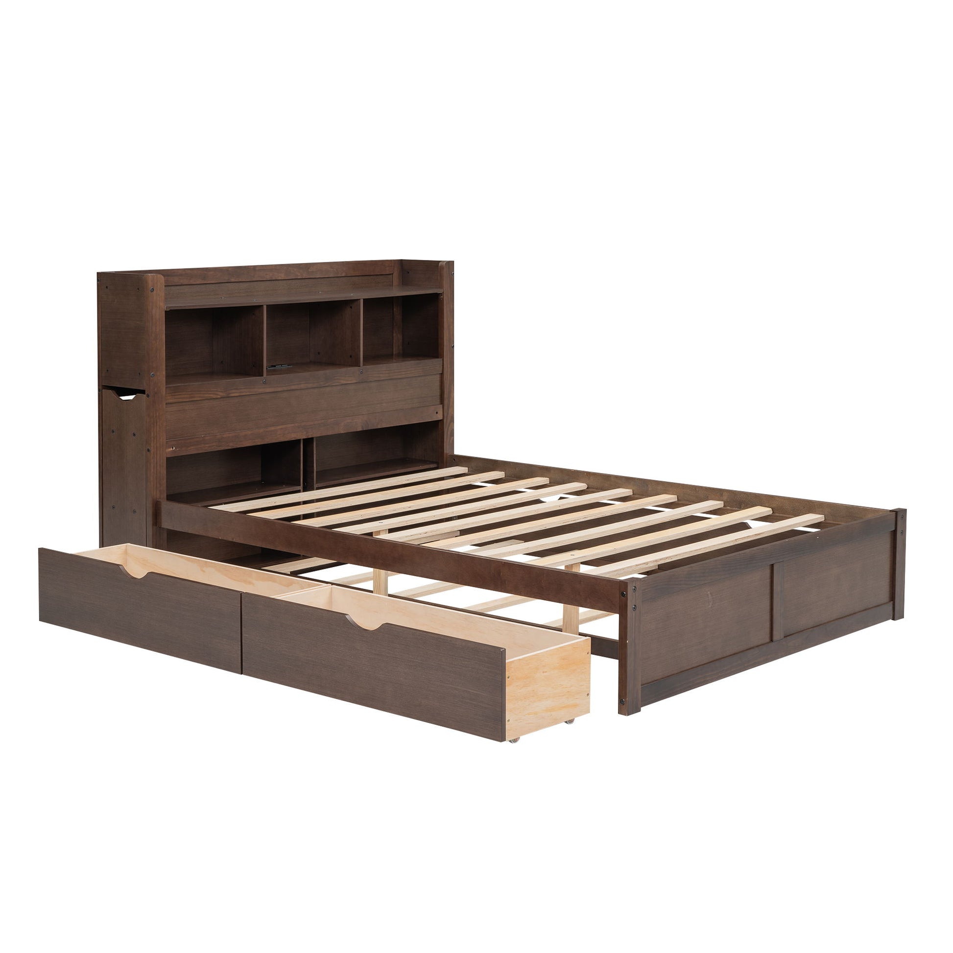 Storage Platform Bed With Pull Out Shelves, Trundle, And 2 Drawers - The Sleep Loft - Online Mattress Showroom NYC