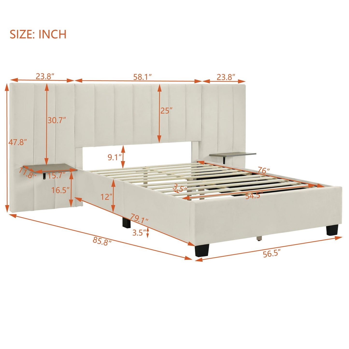 Upholstered Platform Bed With Big Headboard - The Sleep Loft - Online Mattress Showroom NYC