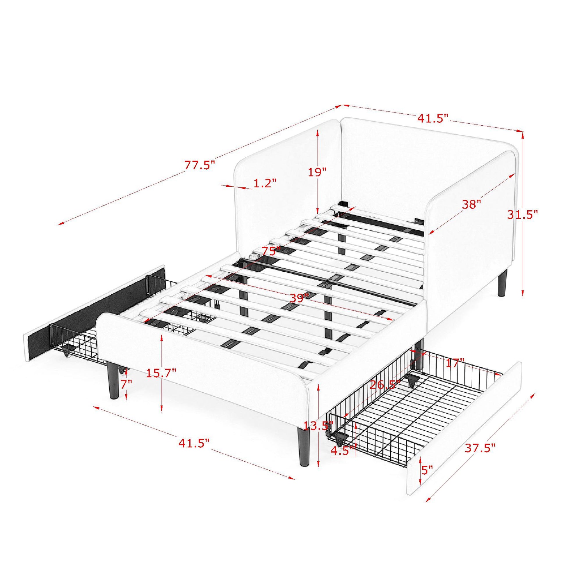 Upholstered Platform Bed Frame With 2 Storage Drawers And Adjustable Sofa Bed - The Sleep Loft - Online Mattress Showroom NYC