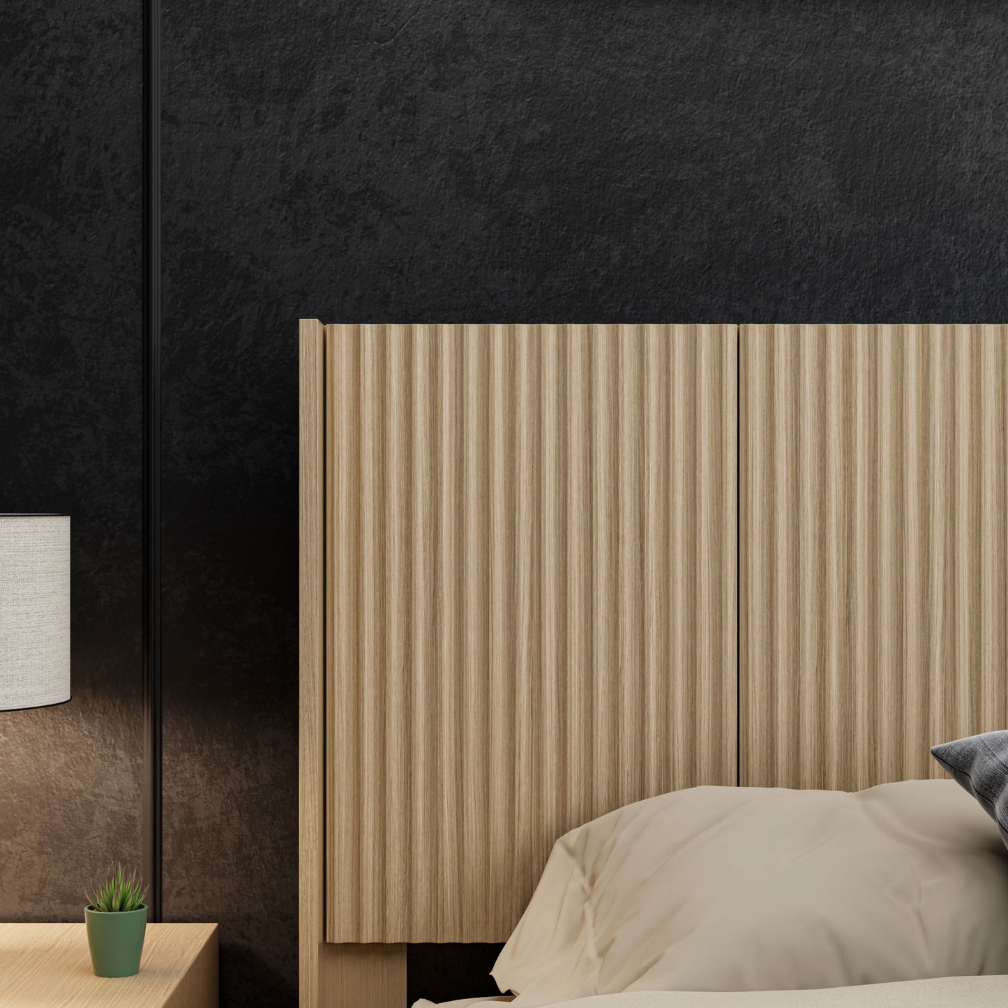 Modern Wide Wall Mounted Fluted Panel Headboard - The Sleep Loft - Online Mattress Showroom NYC