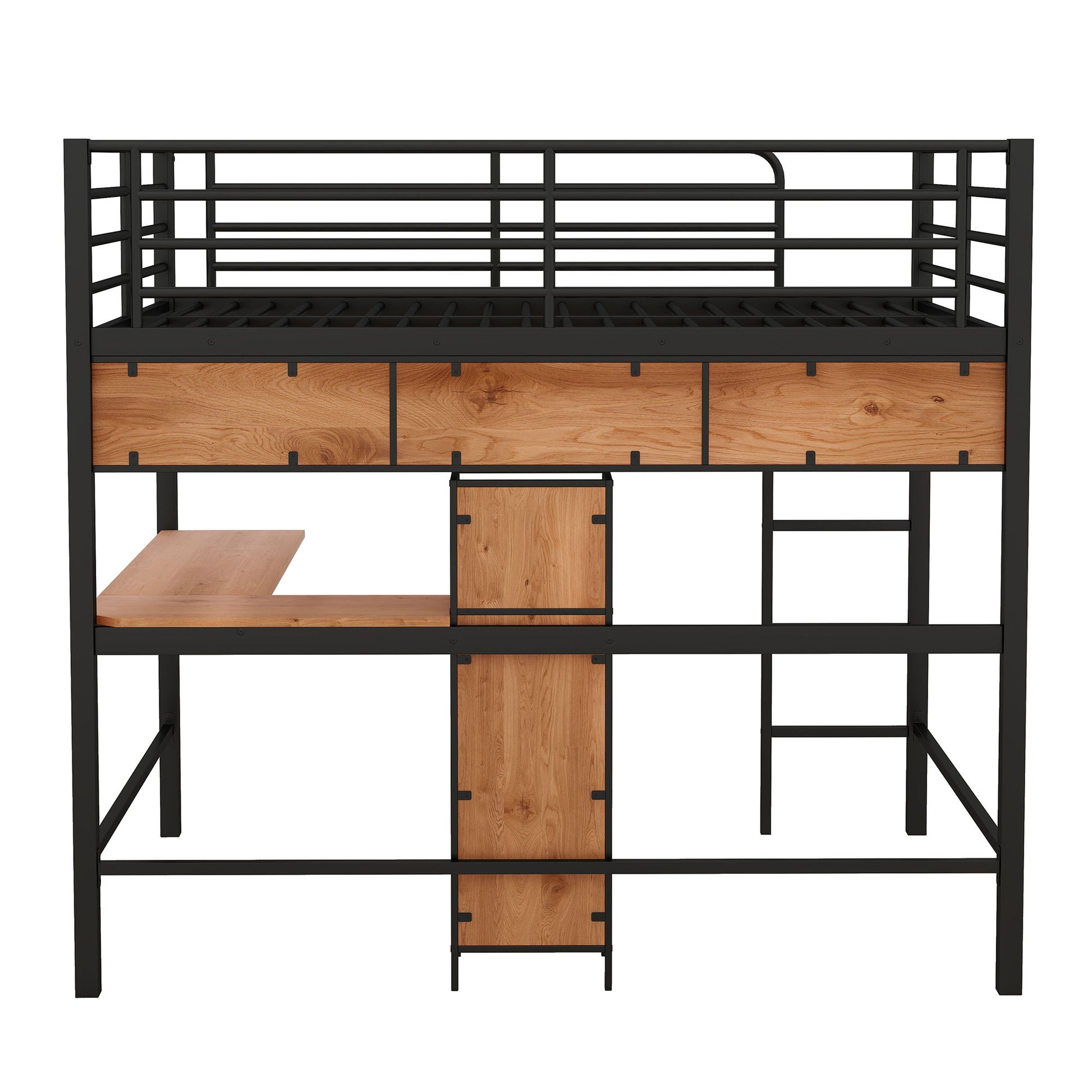 Full Size & Loft Bed With L-Shaped Desk And Shelves - Black - The Sleep Loft - Online Mattress Showroom NYC