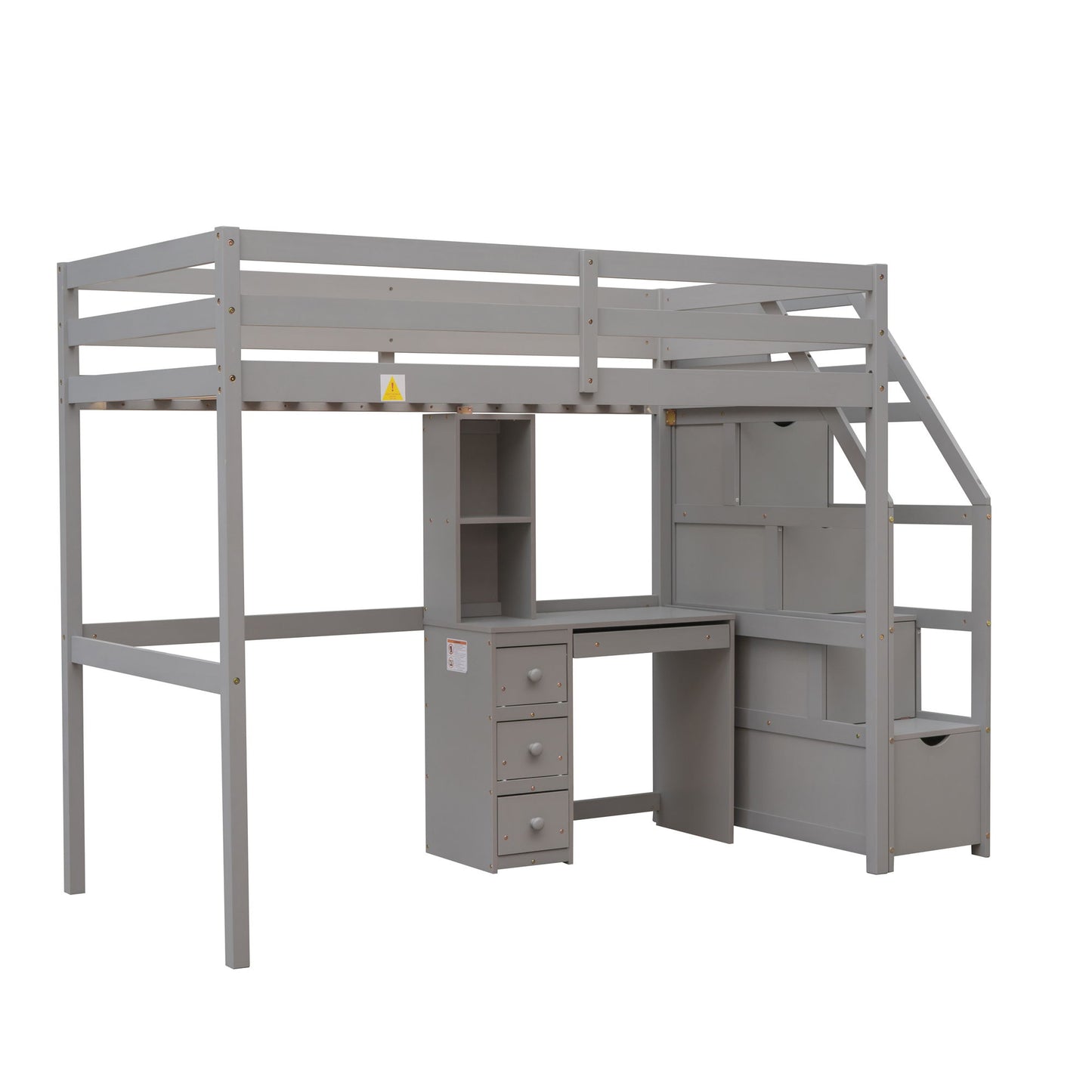 Loft Bed With Stand Alone Bed, Storage Staircase, Desk, Shelves, And Drawers - The Sleep Loft - Online Mattress Showroom NYC
