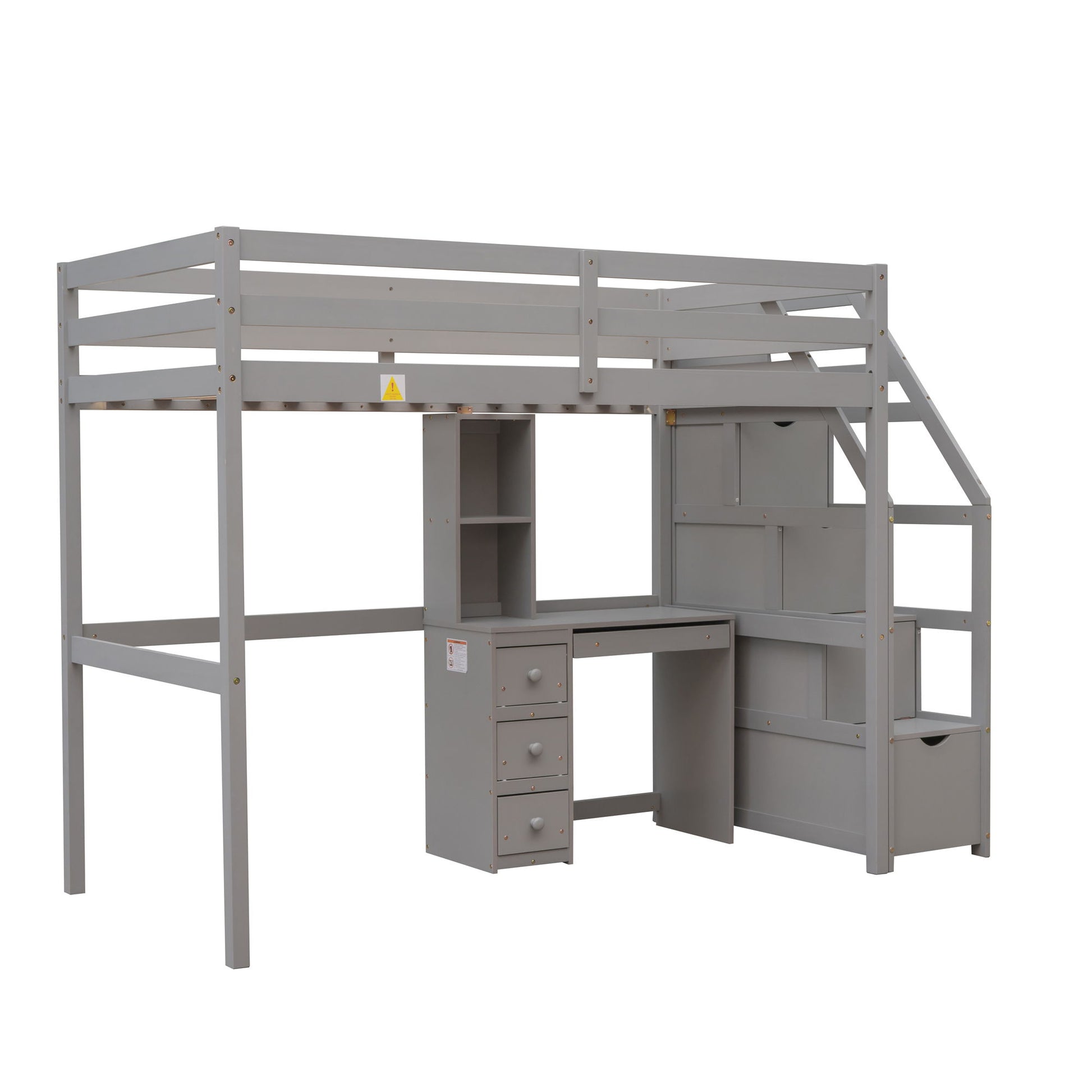 Loft Bed With Stand Alone Bed, Storage Staircase, Desk, Shelves, And Drawers - The Sleep Loft - Online Mattress Showroom NYC