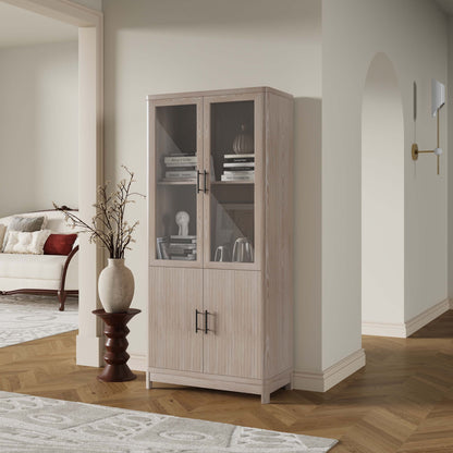 Jodie - Bookcase Cabinet With 6 Adjustable Shelves - Oak - The Sleep Loft - Online Mattress Showroom NYC
