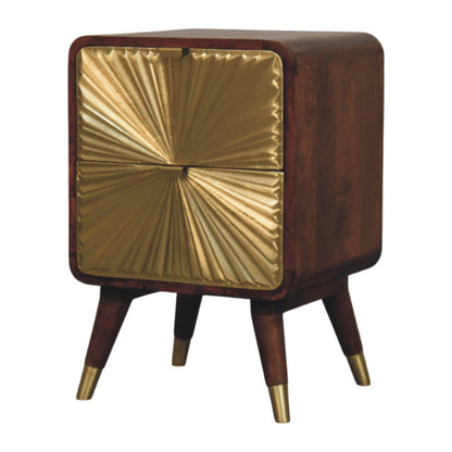 Avora - Brass Embossed 2 Drawer Nightstand - Brown / Golden - The Sleep Loft - Online Mattress Showroom NYC