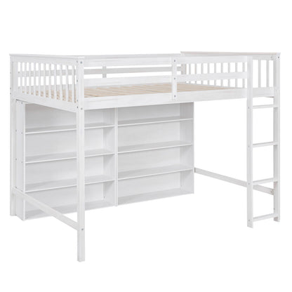 Loft Bed With 8 Open Storage Shelves And Built In Ladder - The Sleep Loft - Online Mattress Showroom NYC