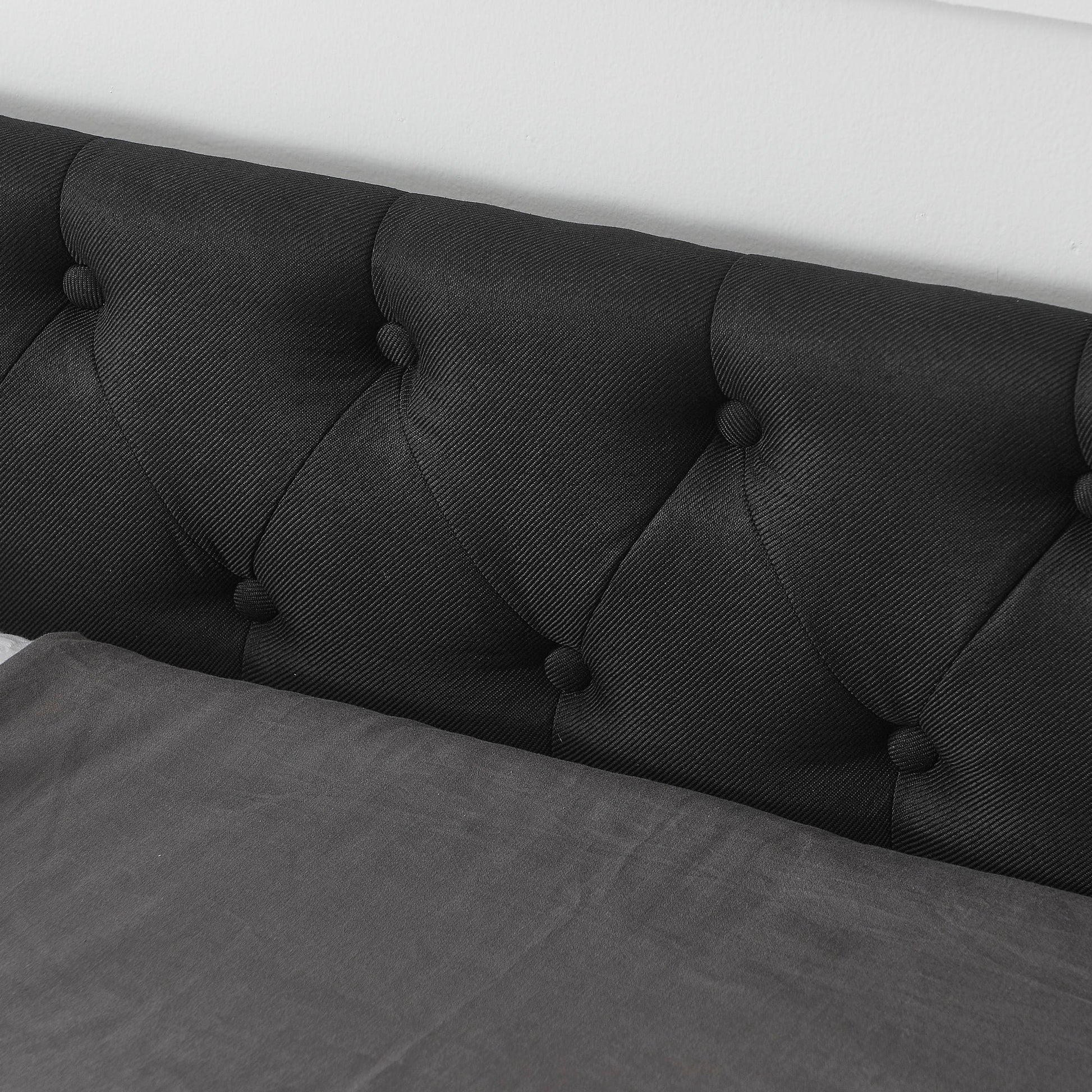 Upholstered Tufted Daybed With 2 Drawers, Waved Arms - The Sleep Loft - Online Mattress Showroom NYC