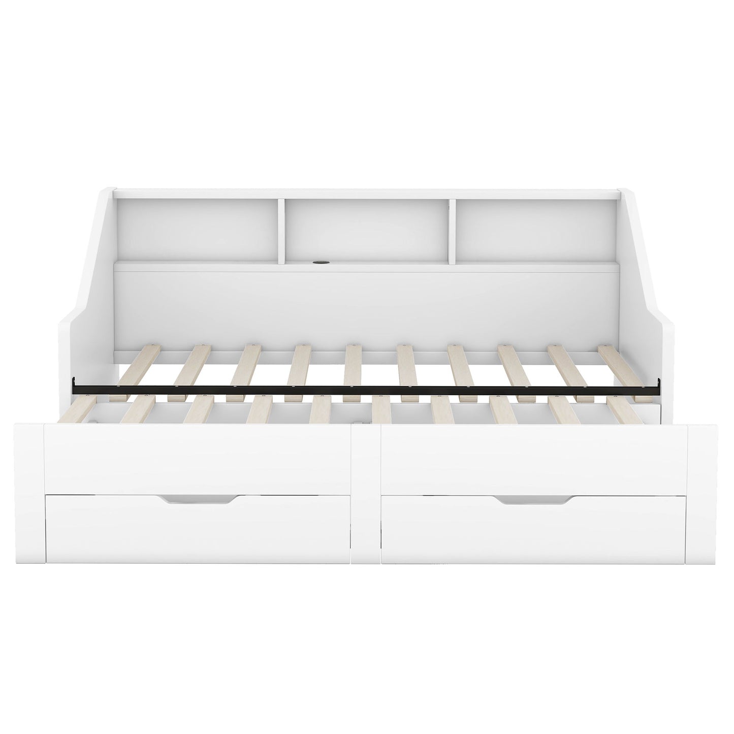Daybed Frame With Storage Bookcases, 2 Drawers, Charging Station - The Sleep Loft - Online Mattress Showroom NYC