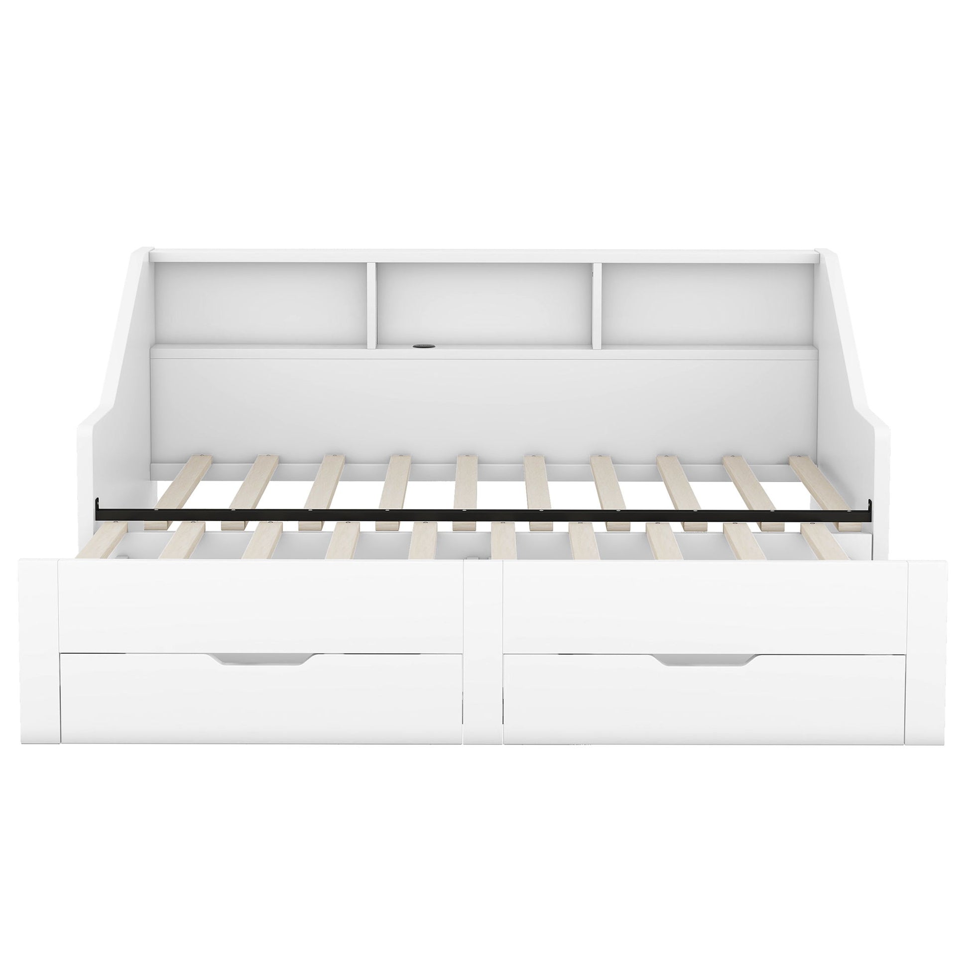 Daybed Frame With Storage Bookcases, 2 Drawers, Charging Station - The Sleep Loft - Online Mattress Showroom NYC