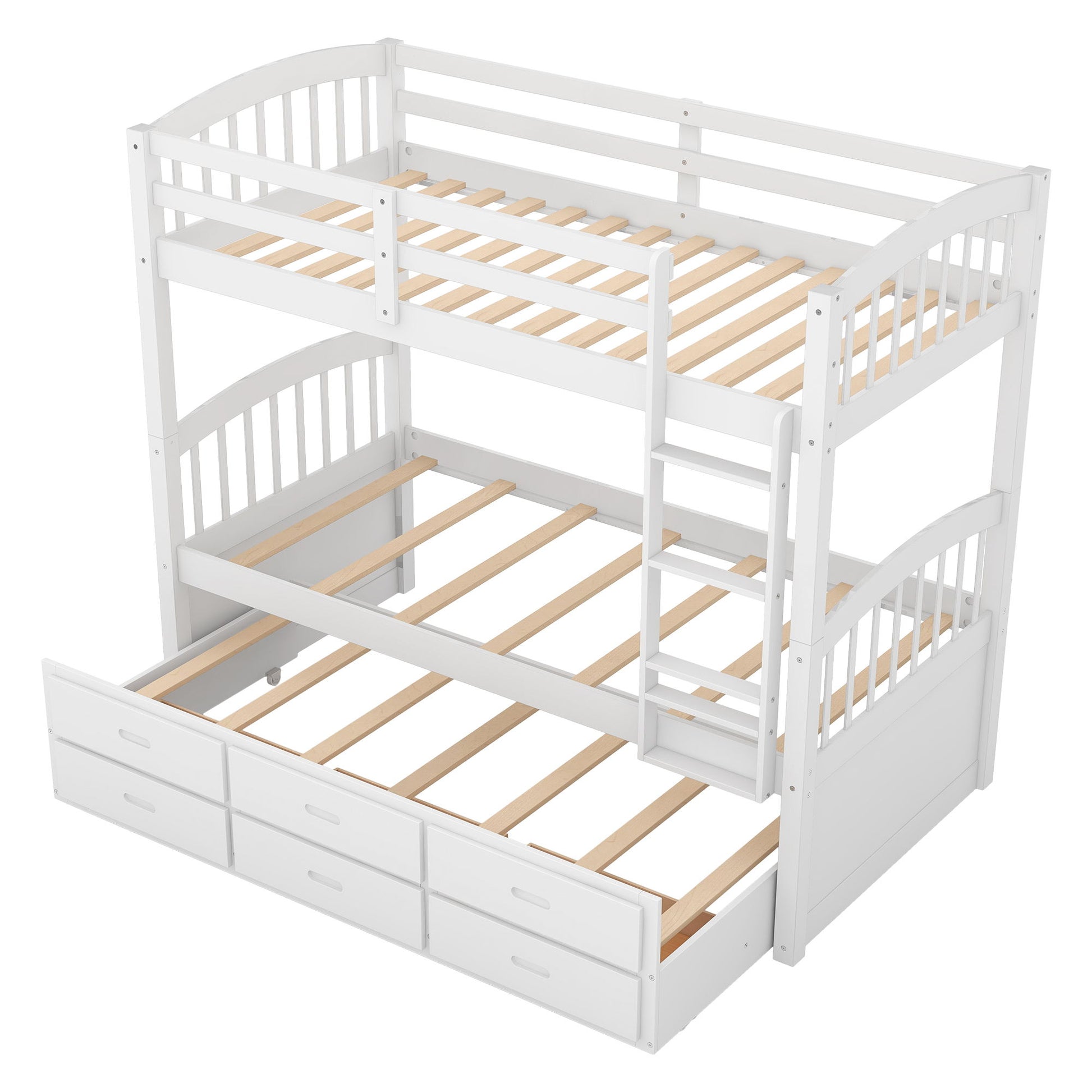 Bunk Bed With Trundle And Drawers, Arched Headboard And Footboard - The Sleep Loft - Online Mattress Showroom NYC