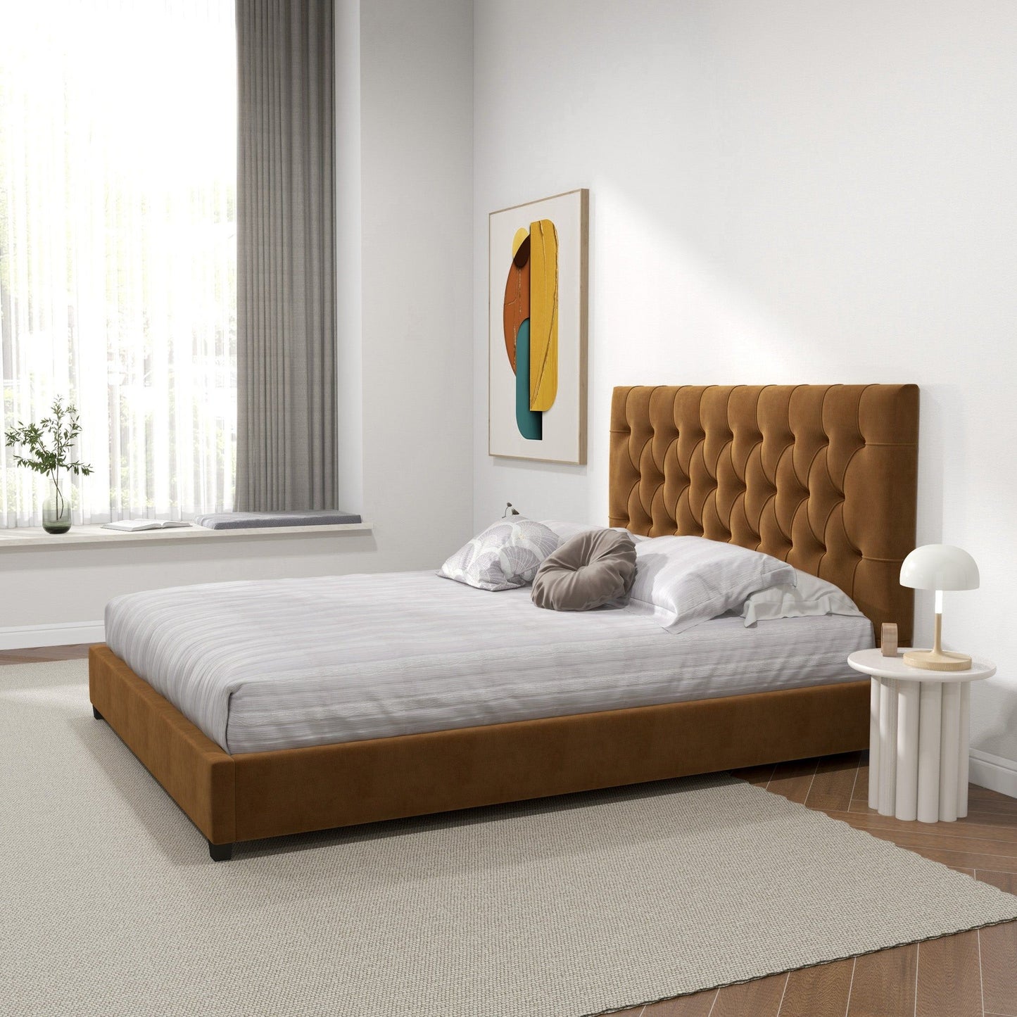 Donald - Mid-Century Modern Upholstered Platform Bed - The Sleep Loft - Online Mattress Showroom NYC