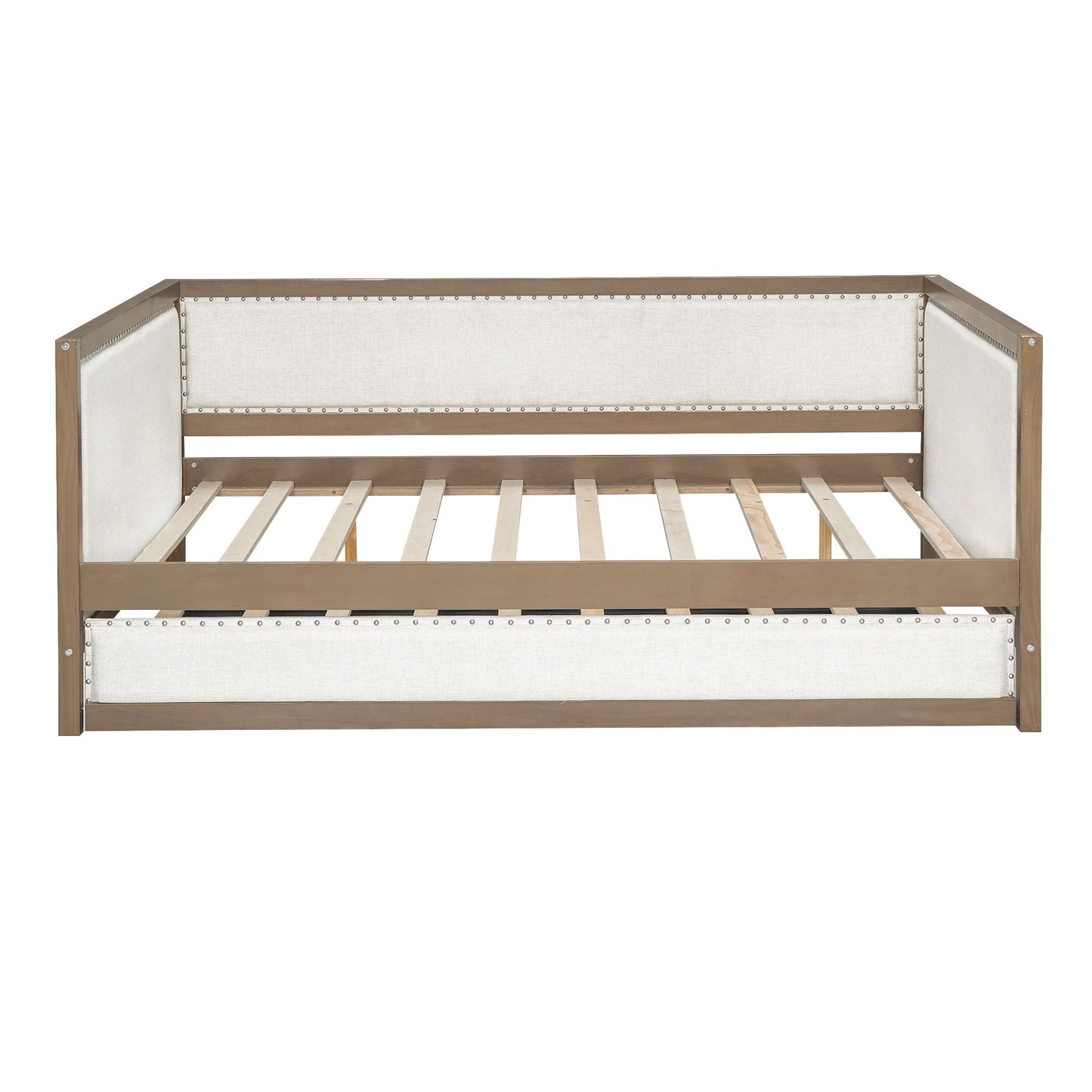 Full Size Daybed With Trundle And Nailhead Decoration - Wood - The Sleep Loft - Online Mattress Showroom NYC