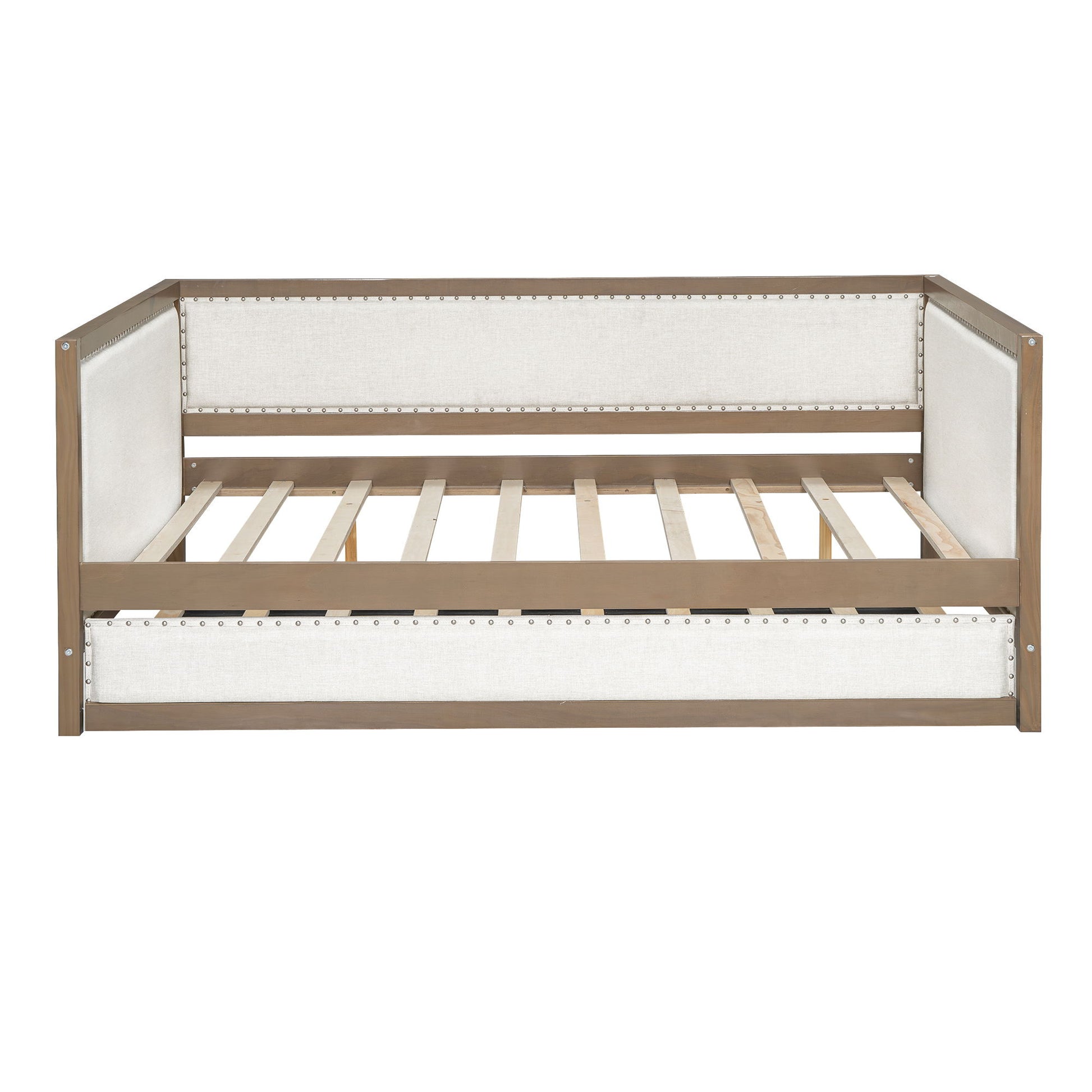 Full Size Daybed With Trundle And Nailhead Decoration - Wood - The Sleep Loft - Online Mattress Showroom NYC