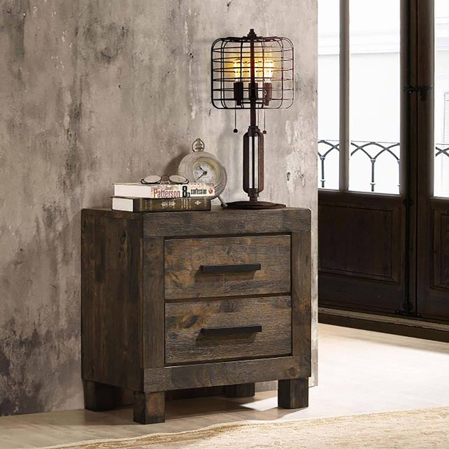 2 Drawer Nightstand - Brown Wood - The Sleep Loft - Online Mattress Showroom NYC