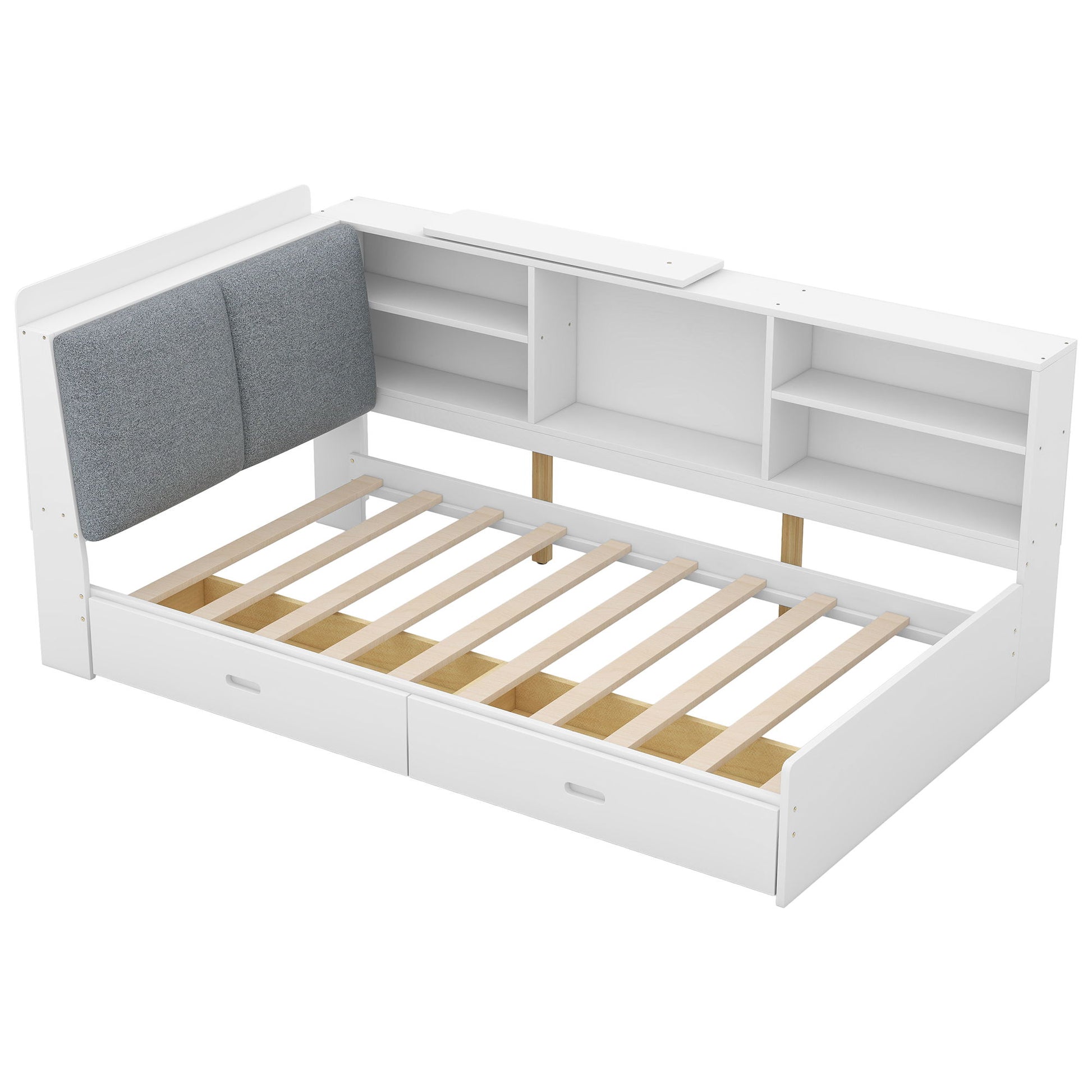 Platform Bed With Storage Headboard, Shelves And 2 Drawers - The Sleep Loft - Online Mattress Showroom NYC