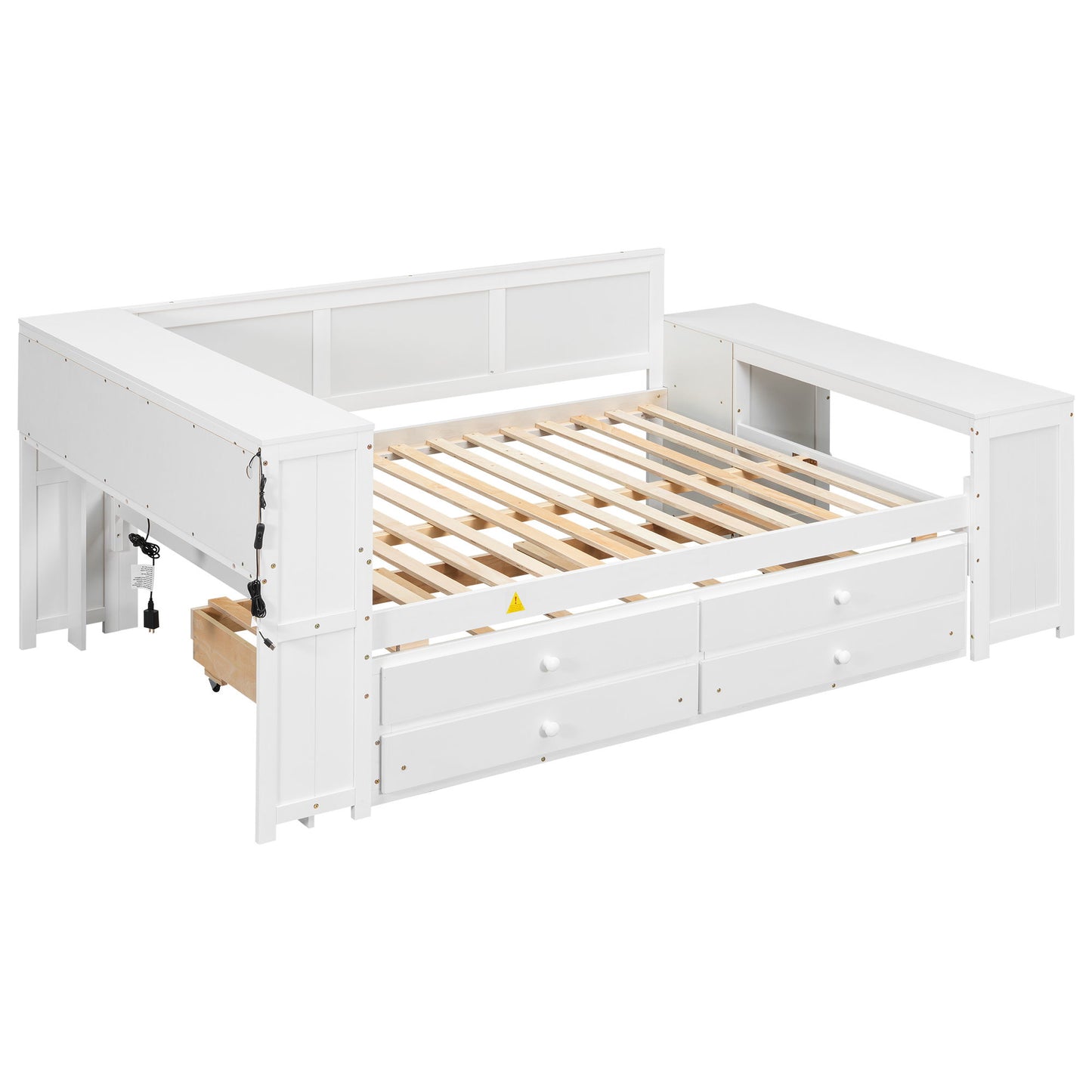 Daybed With Storage Shelves, Drawers, Trundle, Charging Station, LED Light, Desk And Cabinet - The Sleep Loft - Online Mattress Showroom NYC
