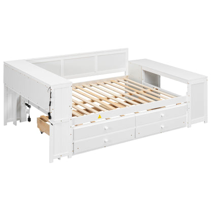 Daybed With Storage Shelves, Drawers, Trundle, Charging Station, LED Light, Desk And Cabinet - The Sleep Loft - Online Mattress Showroom NYC