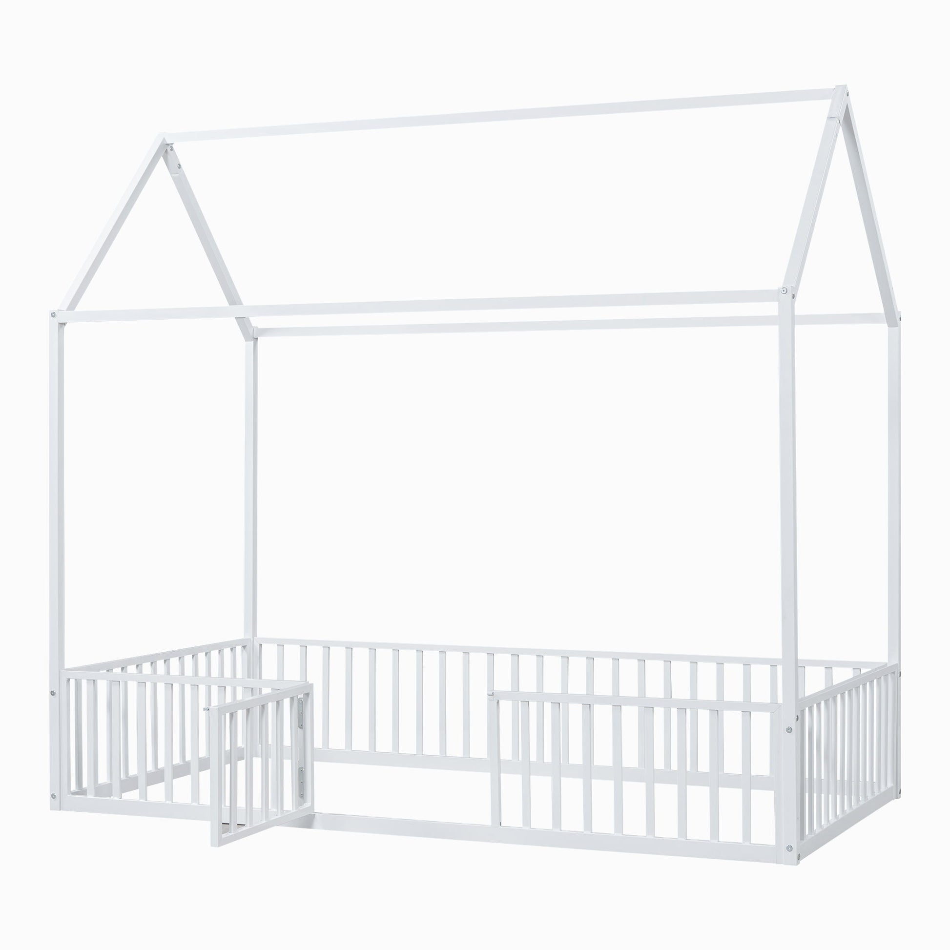 Metal House Bed With Fence And Door - The Sleep Loft - Online Mattress Showroom NYC