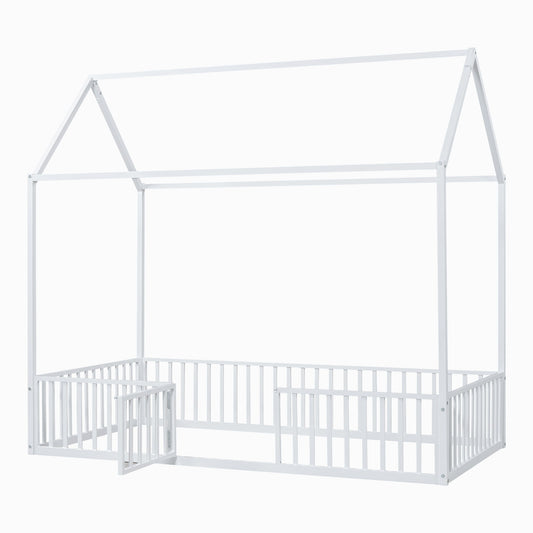 Metal House Bed With Fence And Door - The Sleep Loft - Online Mattress Showroom NYC