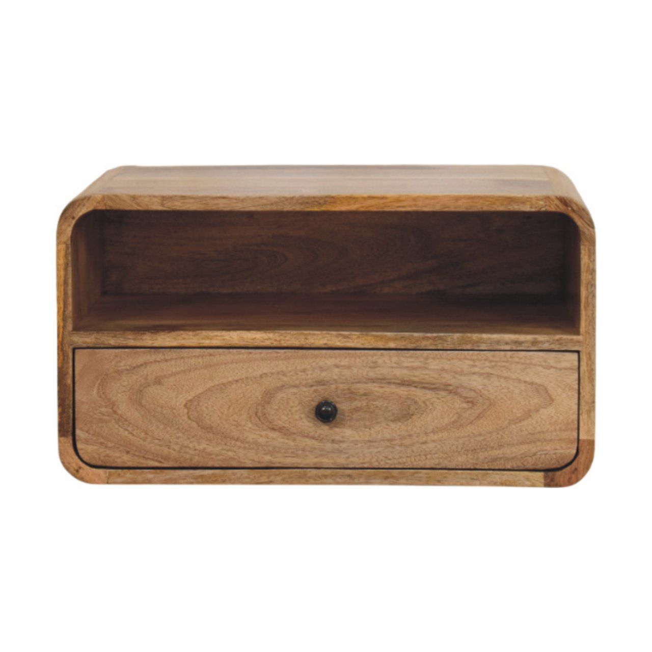 Curved Upper Slot Floating Nightstand - The Sleep Loft - Online Mattress Showroom NYC