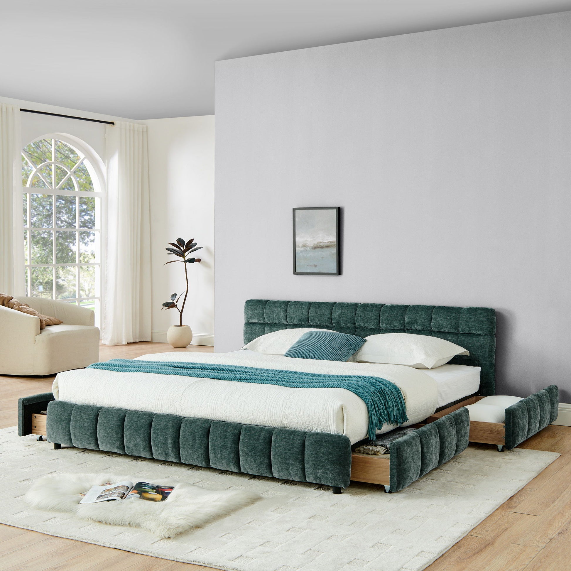 Modern Platform Bed Frame With Thick Fabric - The Sleep Loft - Online Mattress Showroom NYC