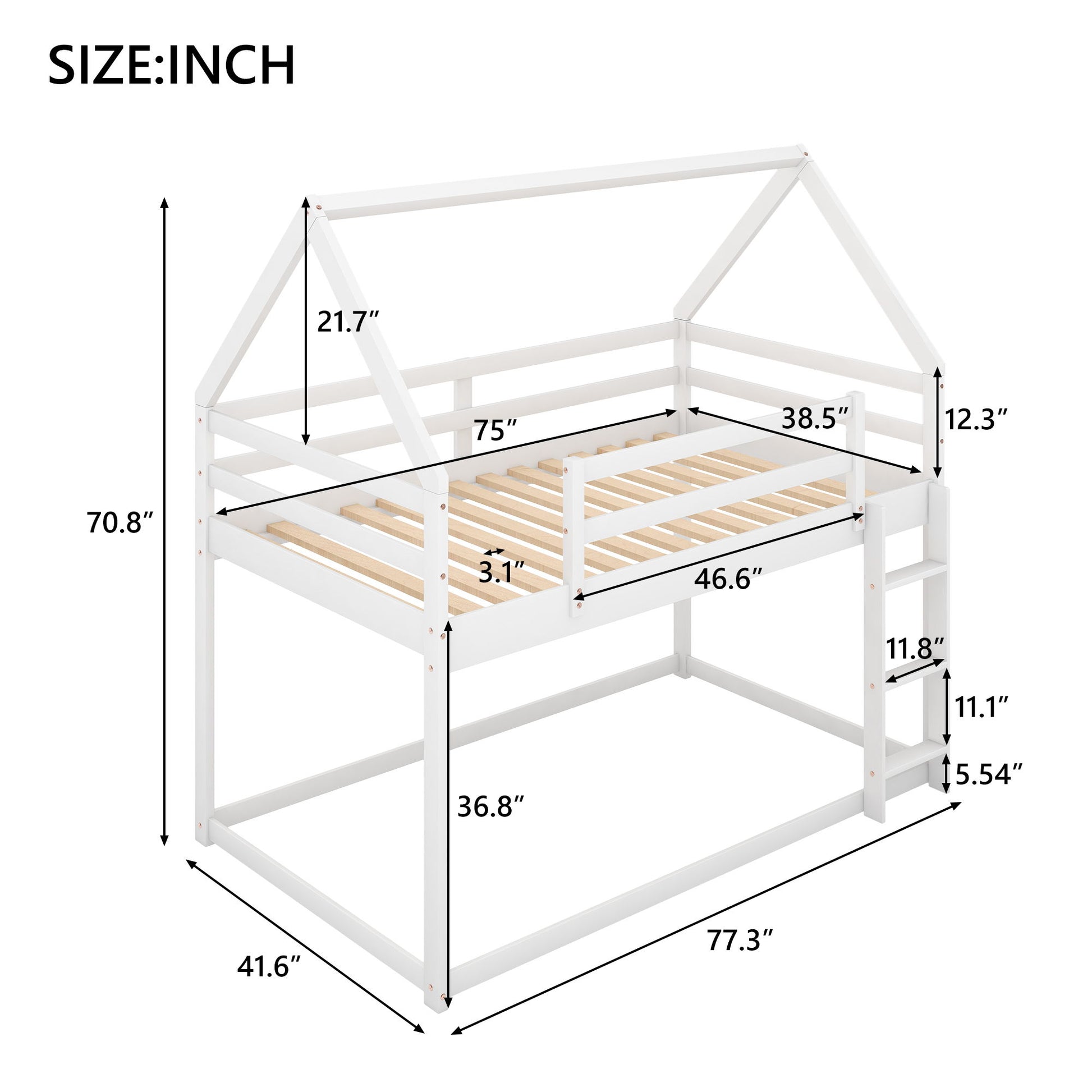 Low Bunk Bed With House Shaped Frame And Ladder - The Sleep Loft - Online Mattress Showroom NYC