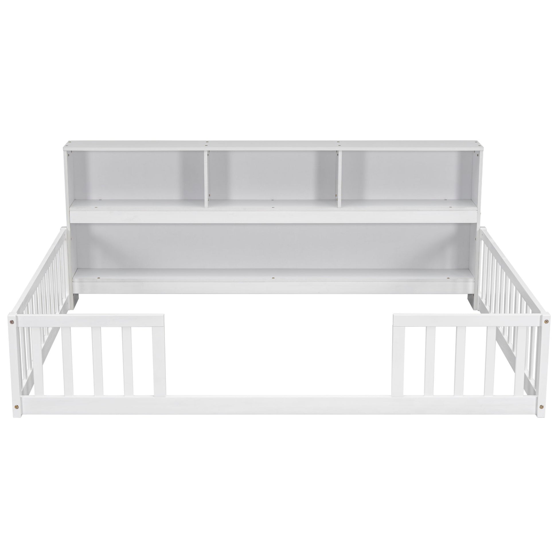 Floor Bed With Side Bookcase, Shelves, Guardrails - The Sleep Loft - Online Mattress Showroom NYC