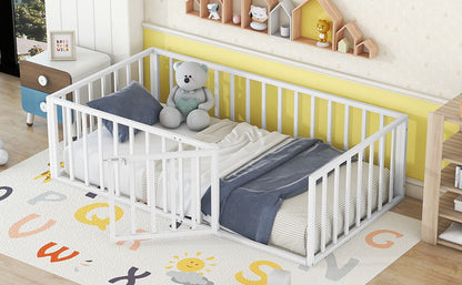 Metal Floor Bed Frame With Fence And Door - The Sleep Loft - Online Mattress Showroom NYC