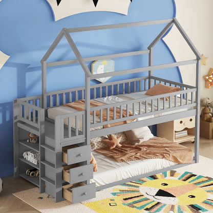 Bunk Bed With Shelves And Drawers, Storage Focused Design