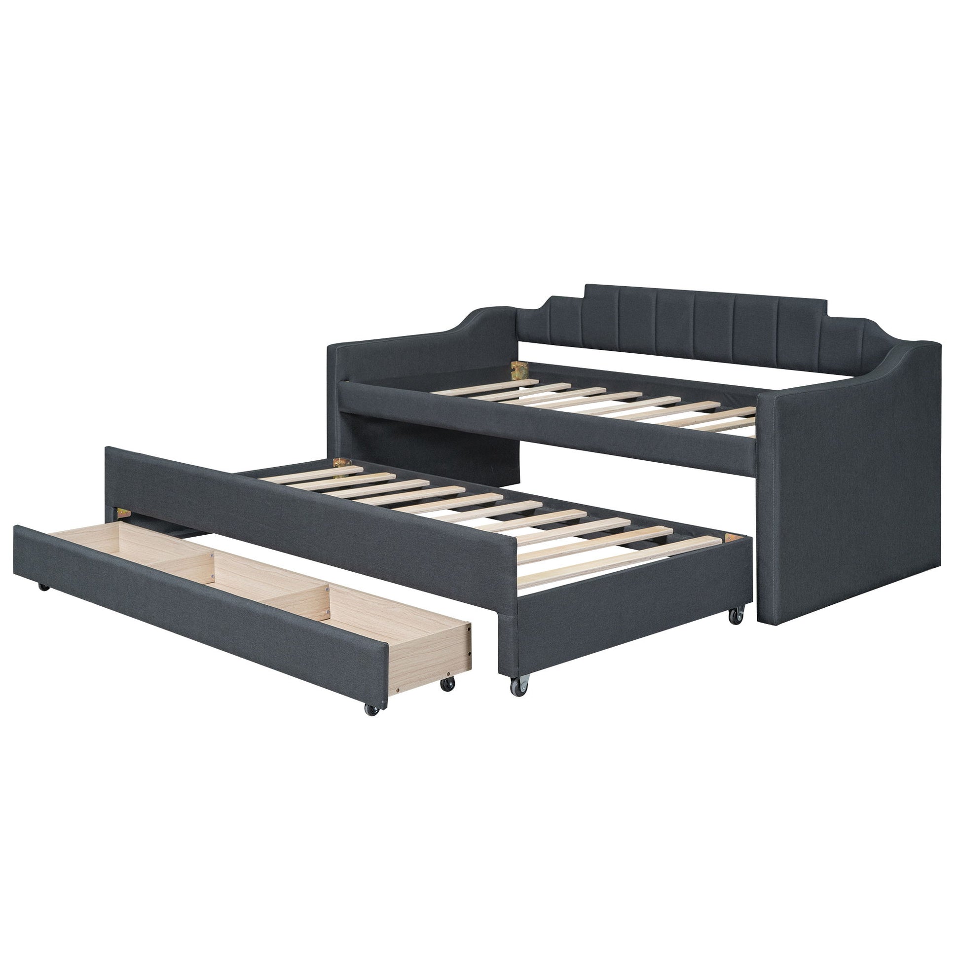 Upholstered Simple Design Daybed With Trundle And 3 Drawers - The Sleep Loft - Online Mattress Showroom NYC