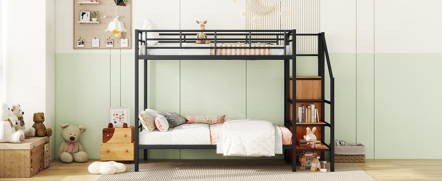 Bunk Bed With Lateral Storage Ladder And Wardrobe - The Sleep Loft - Online Mattress Showroom NYC