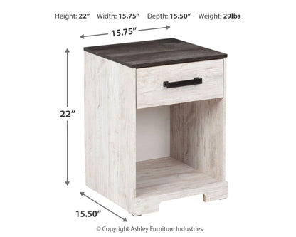 Shawburn - One Drawer Night Stand - Whitewash / Charcoal Gray - The Sleep Loft - Online Mattress Showroom NYC