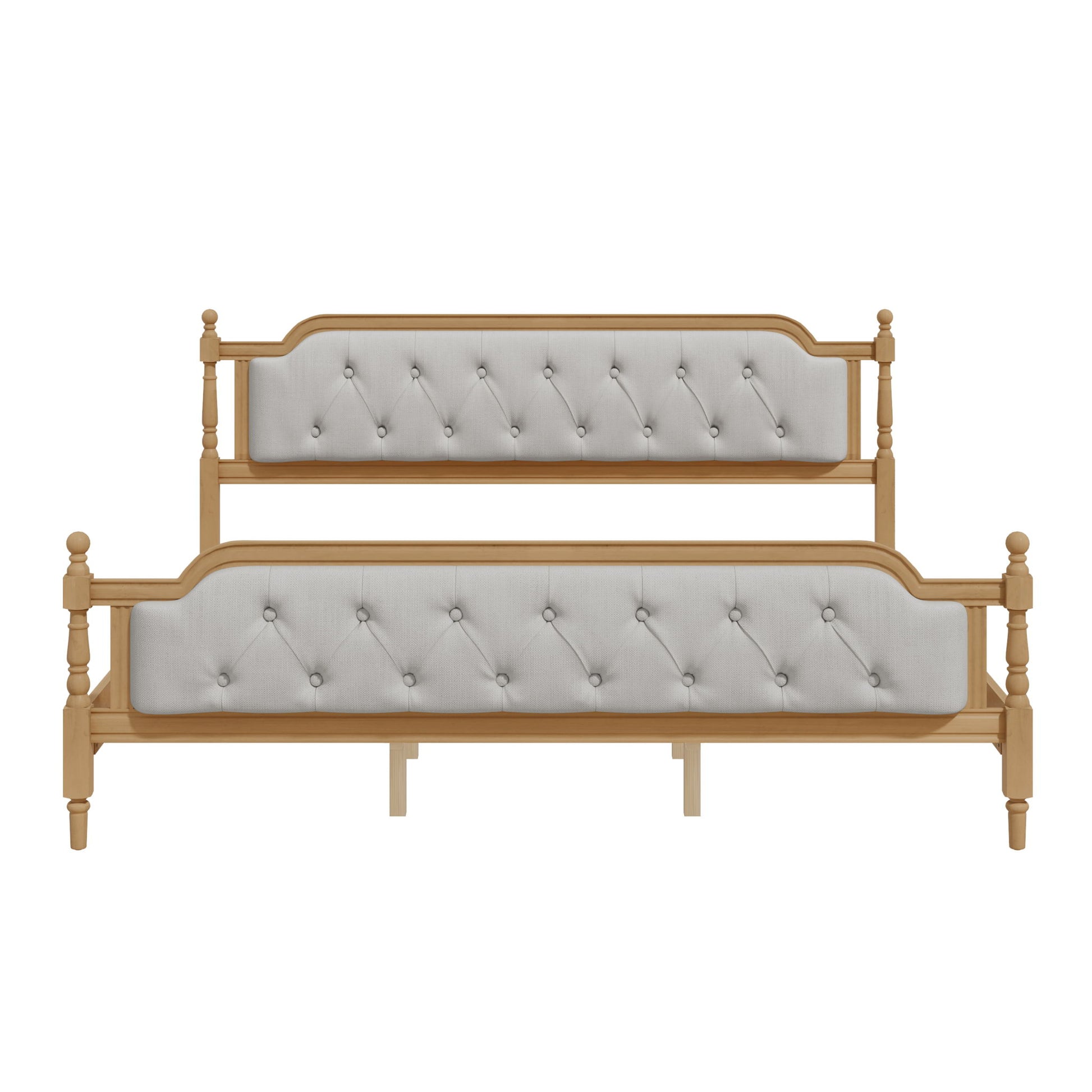 Traditional Style Solid Bed Frame With Upholstered Tufted Headboard, No Box Spring Needed - The Sleep Loft - Online Mattress Showroom NYC