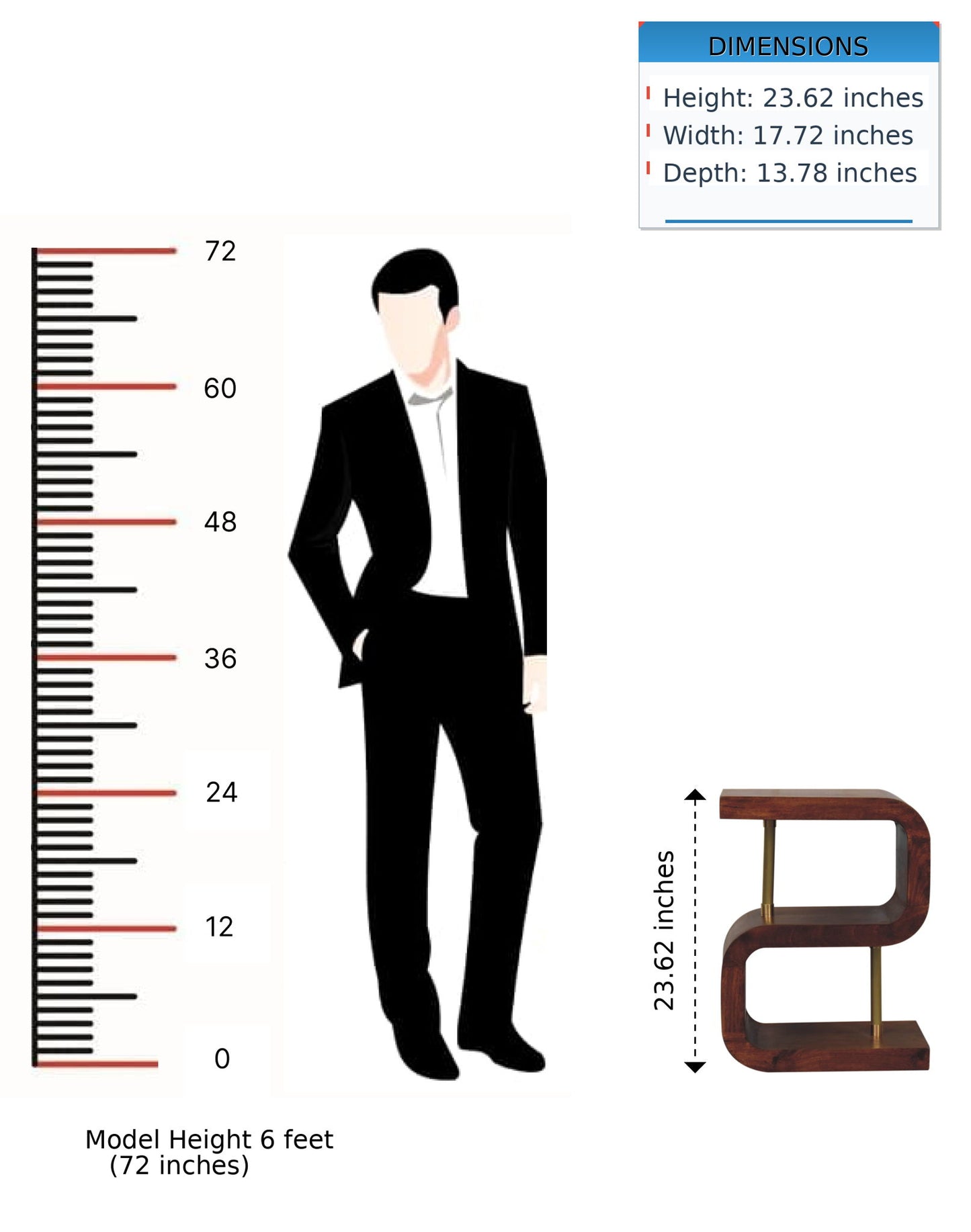 S Curve Brass Bedside Table - Dark Brown - The Sleep Loft - Online Mattress Showroom NYC