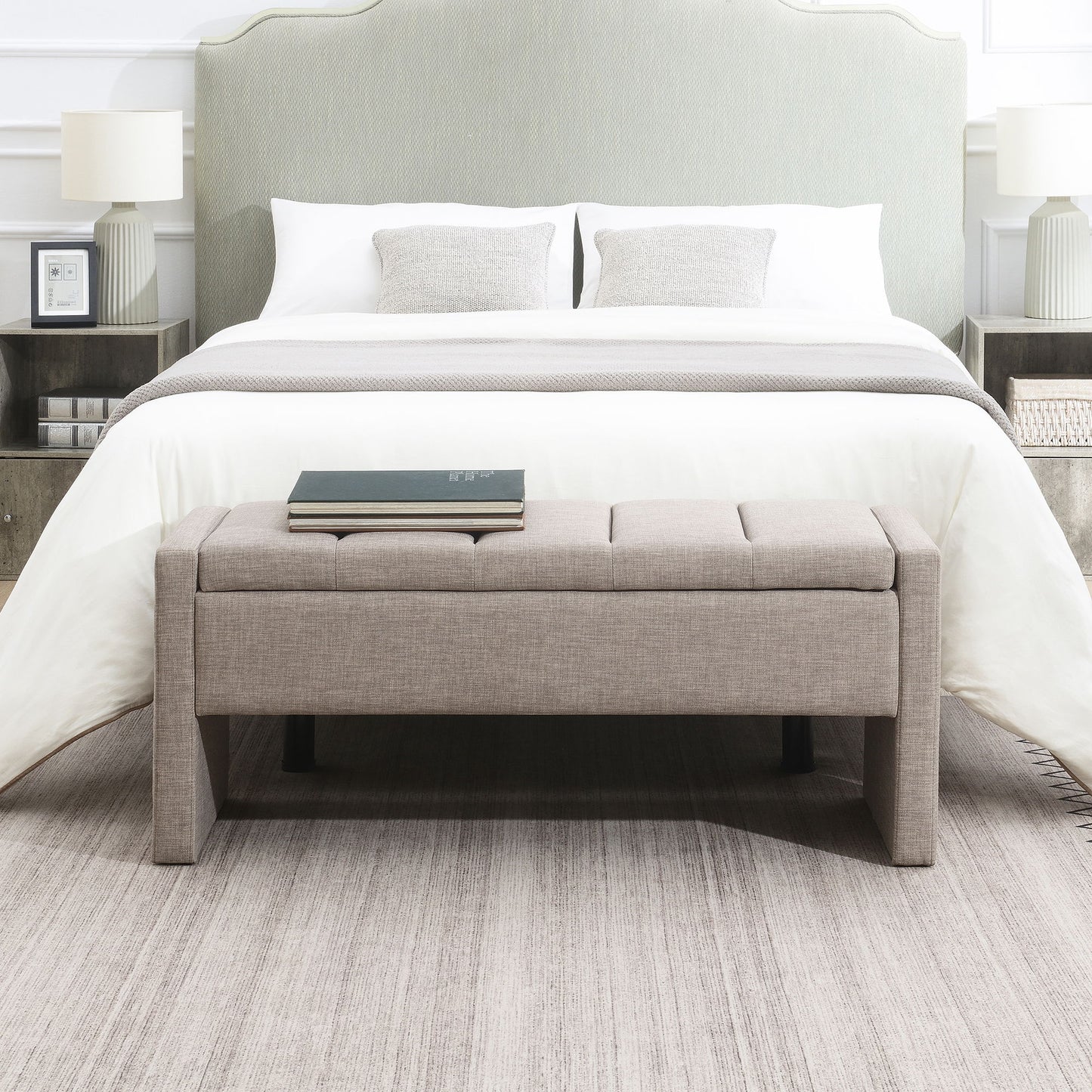 Modern Upholstered Large Bed End Bench With Storage - The Sleep Loft - Online Mattress Showroom NYC
