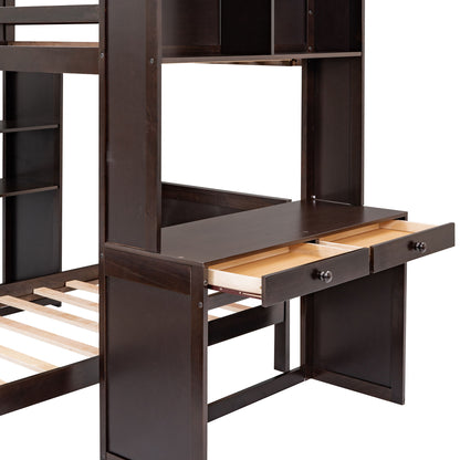 Loft Bed With A Stand Alone Bed, Shelves, Desk, And Wardrobe - The Sleep Loft - Online Mattress Showroom NYC