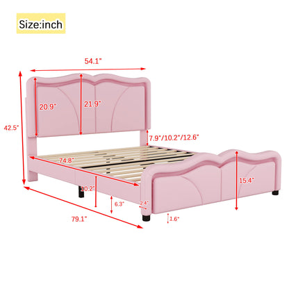 Upholstered Platform Bed & Curve Shaped And Height Adjustable Headboard, LED Light Strips - The Sleep Loft - Online Mattress Showroom NYC