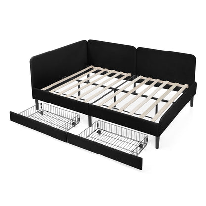 Upholstered Platform Bed Frame With 2 Storage Drawers And Adjustable Sofa Bed - The Sleep Loft - Online Mattress Showroom NYC
