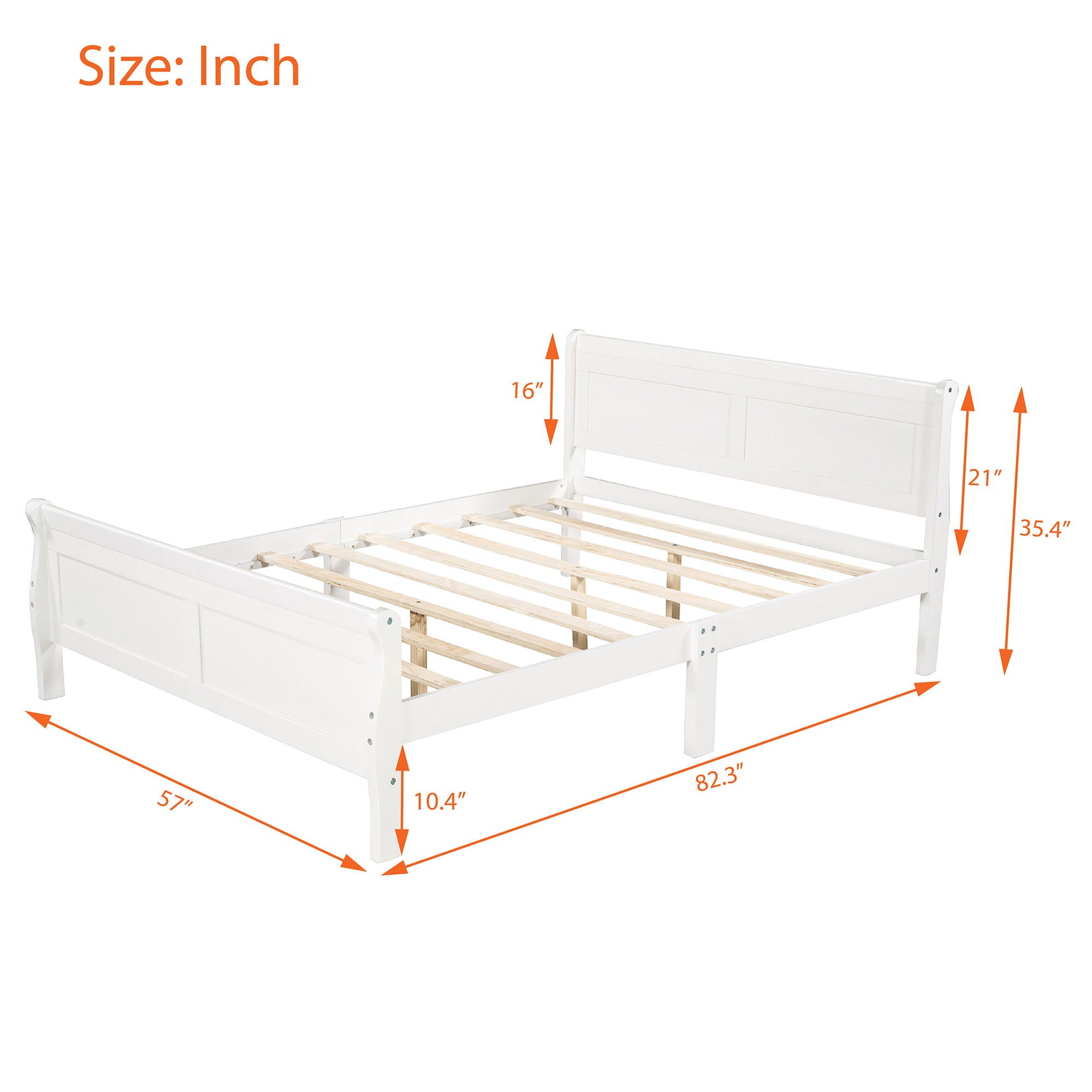 Platform Bed Frame Mattress Foundation Sleigh Bed With Headboard / Footboard / Wood Slat Suppor - The Sleep Loft - Online Mattress Showroom NYC