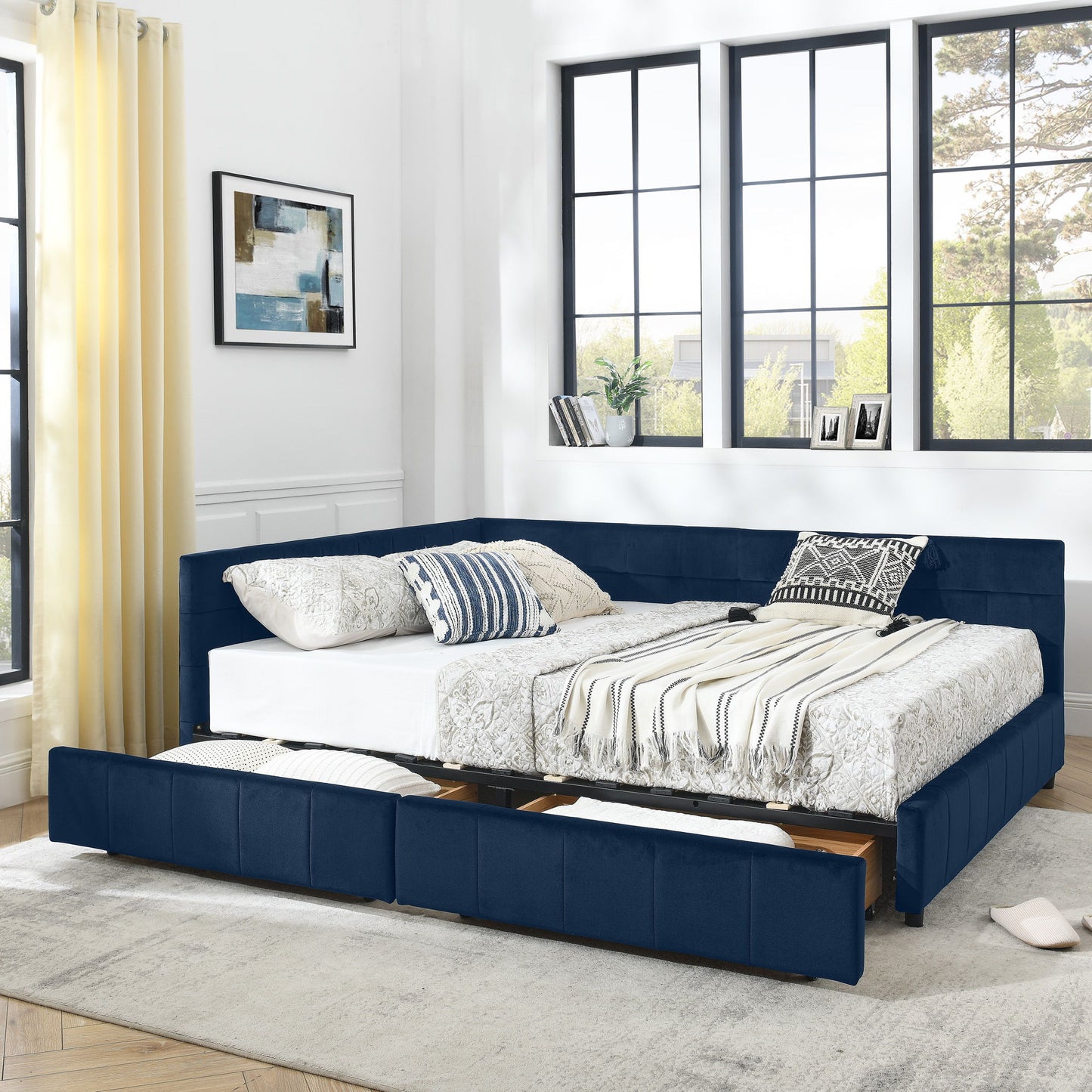 Upholstered Bed Frame With Tufted Backrest And Armrests - The Sleep Loft - Online Mattress Showroom NYC